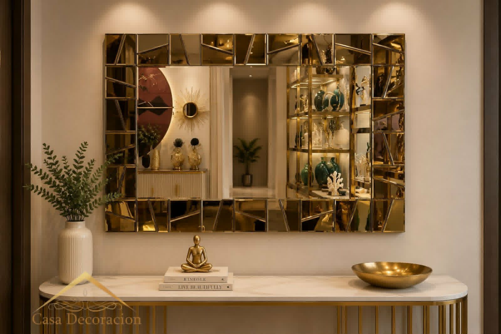 Geometric Rectangular Gold Mirror (120x80cm)
