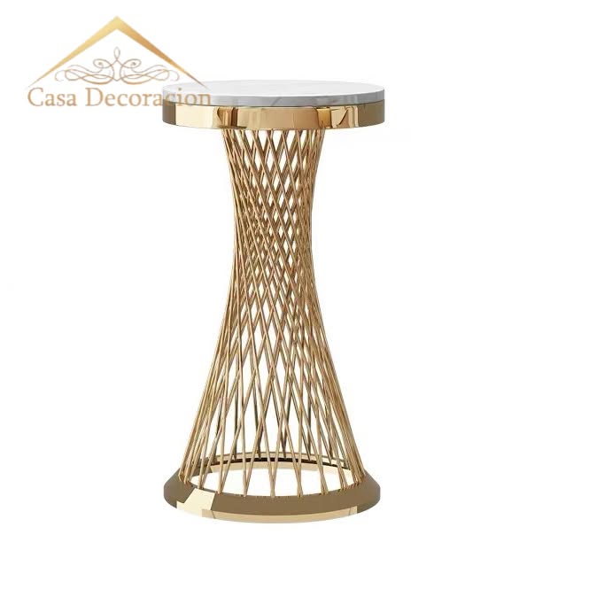 Gold Mesh Side Table Plant Stand