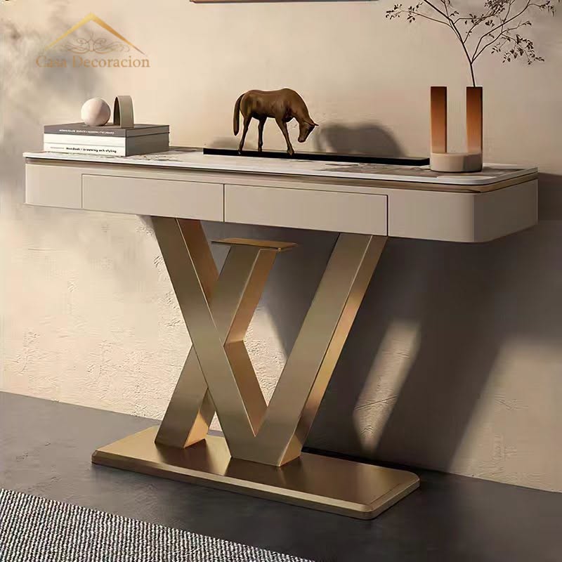 Gold Signature Console Table with Drawers