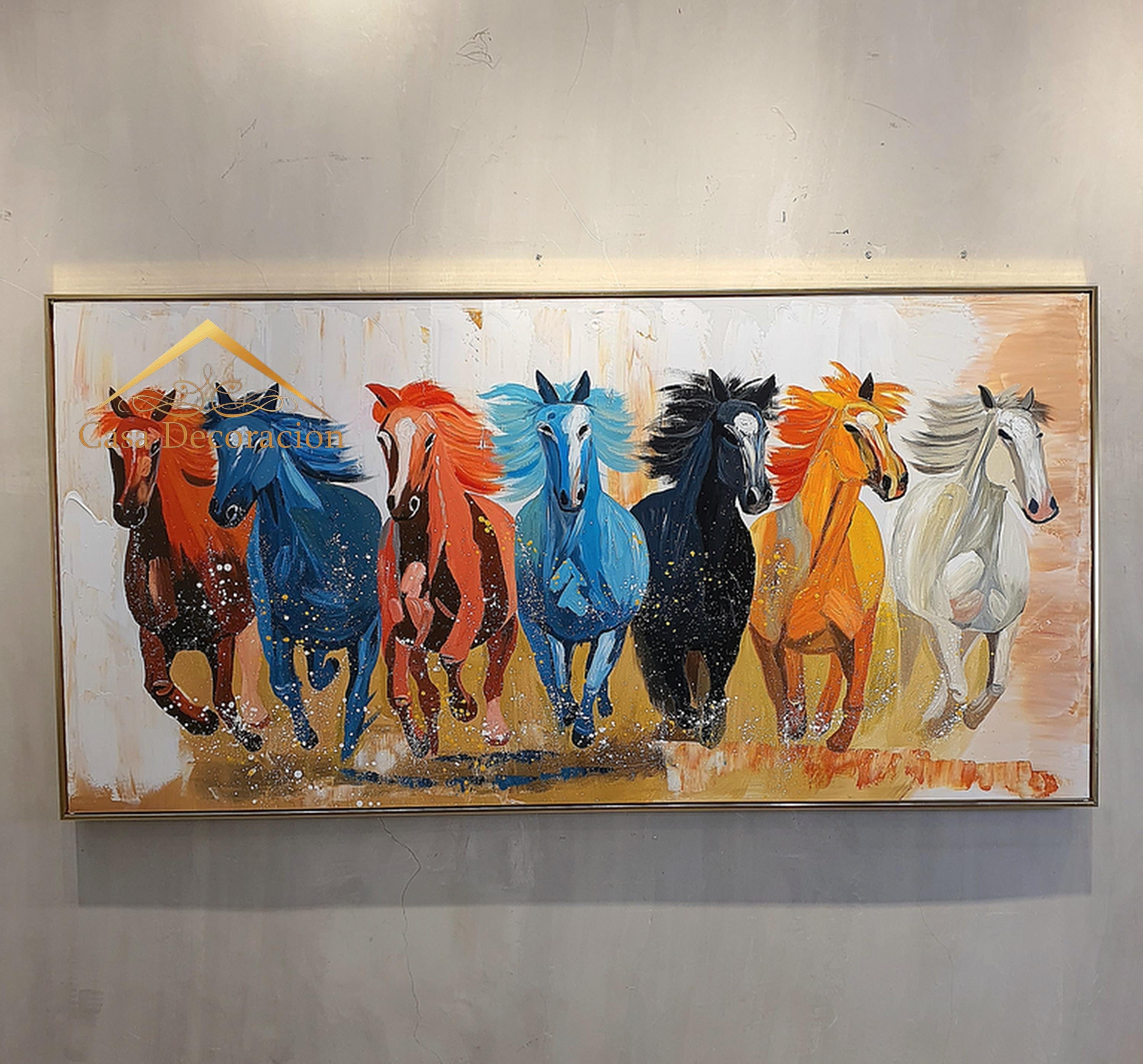 7 Running Horses Handmade Painting