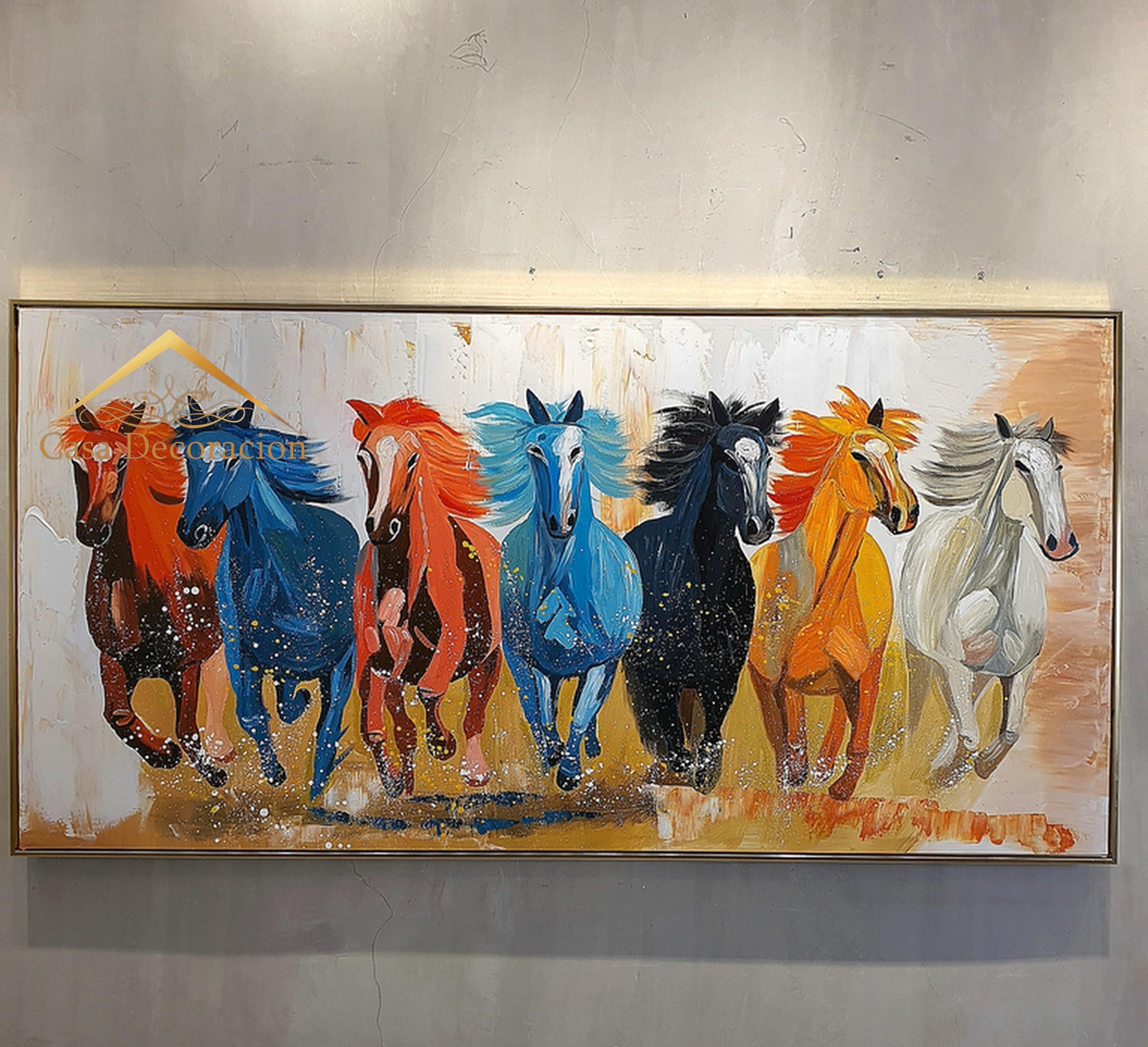 7 Running Horses Handmade Painting
