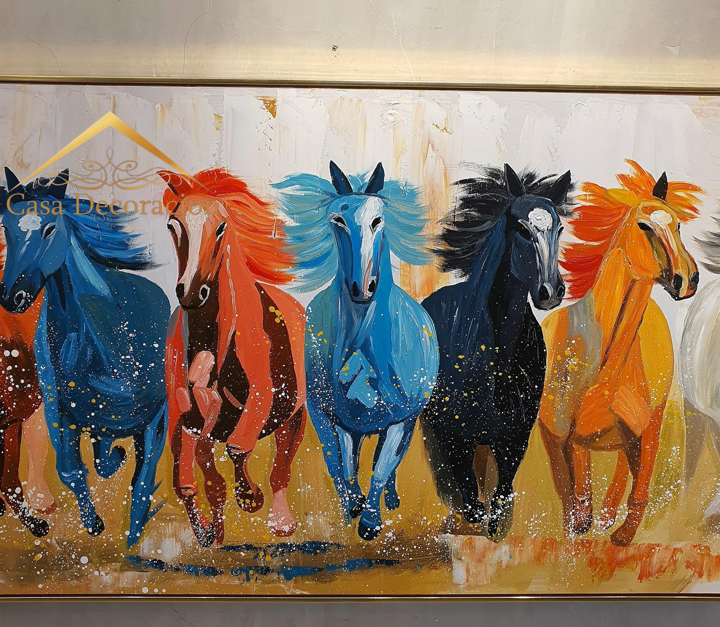 7 Running Horses Handmade Painting