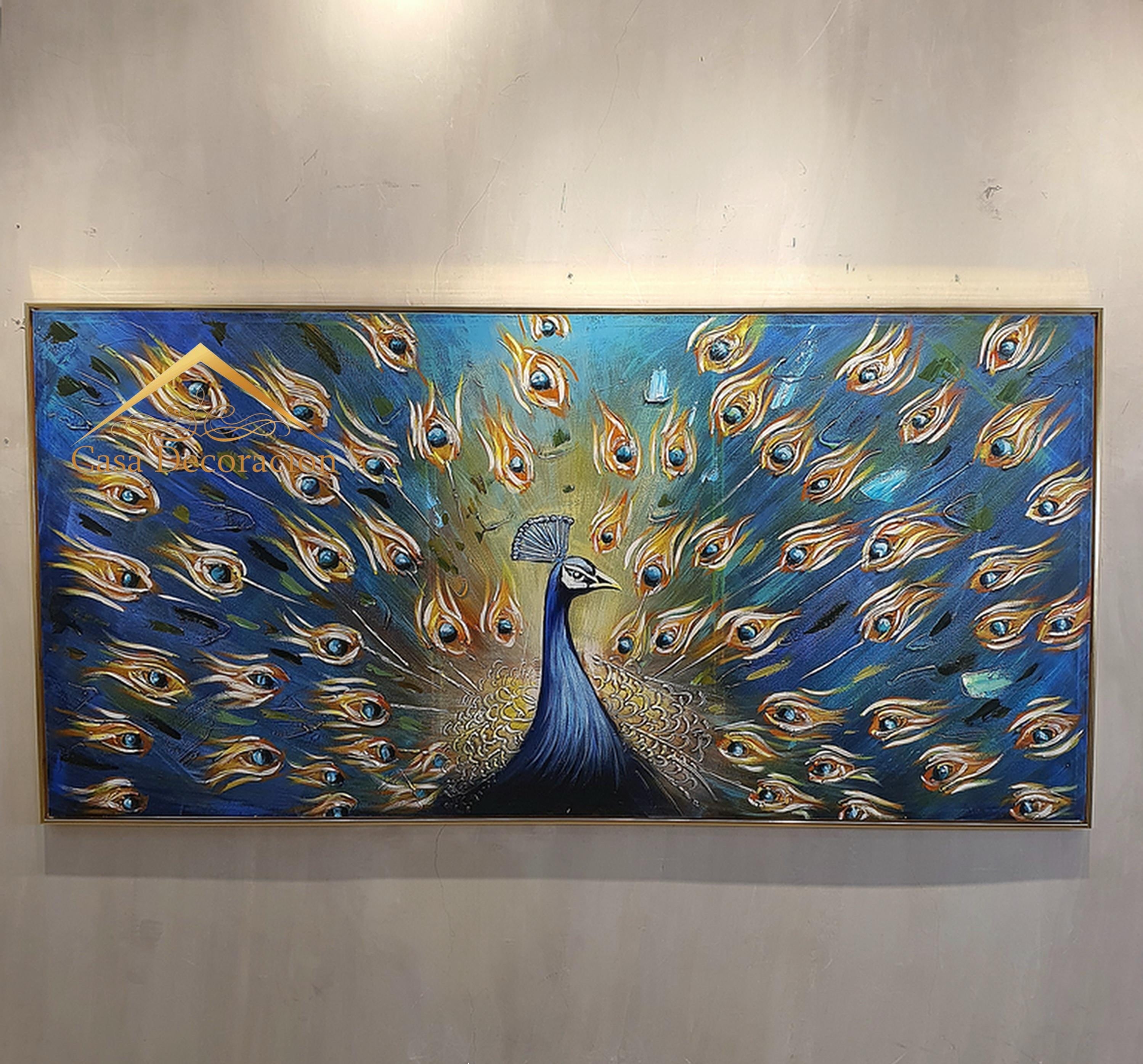 Blue Peacock Handmade Painting