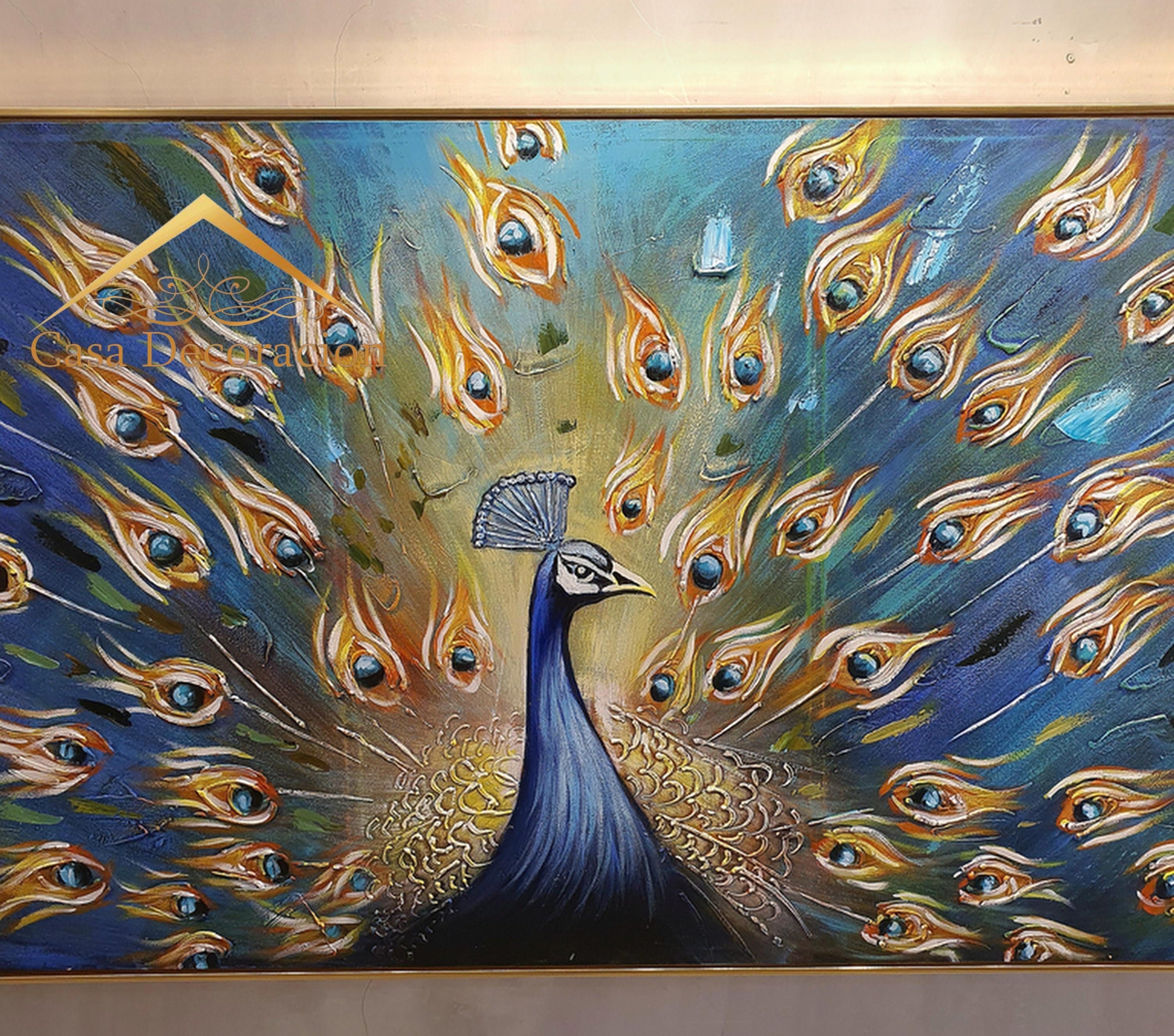 Blue Peacock Handmade Painting