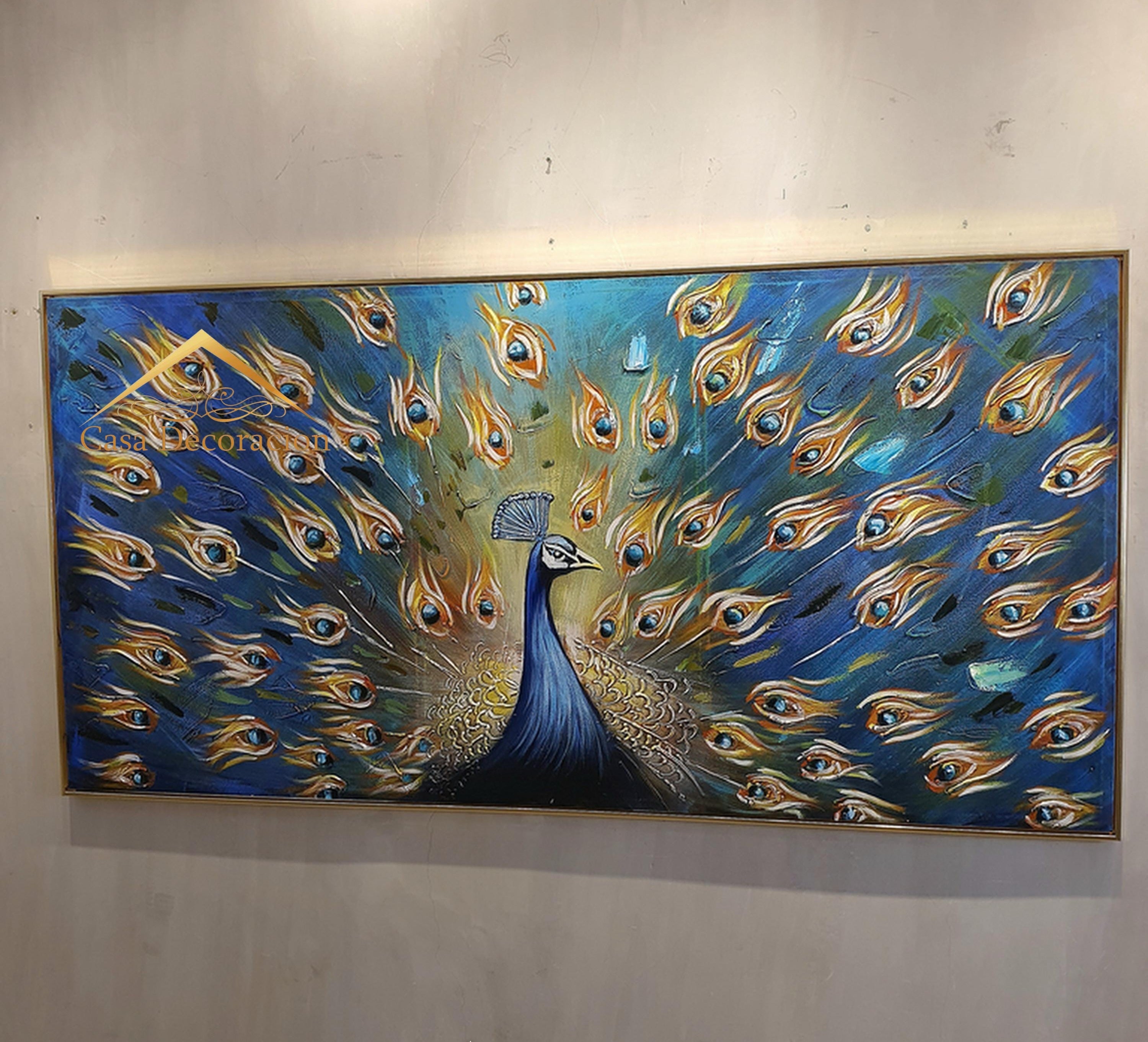 Blue Peacock Handmade Painting