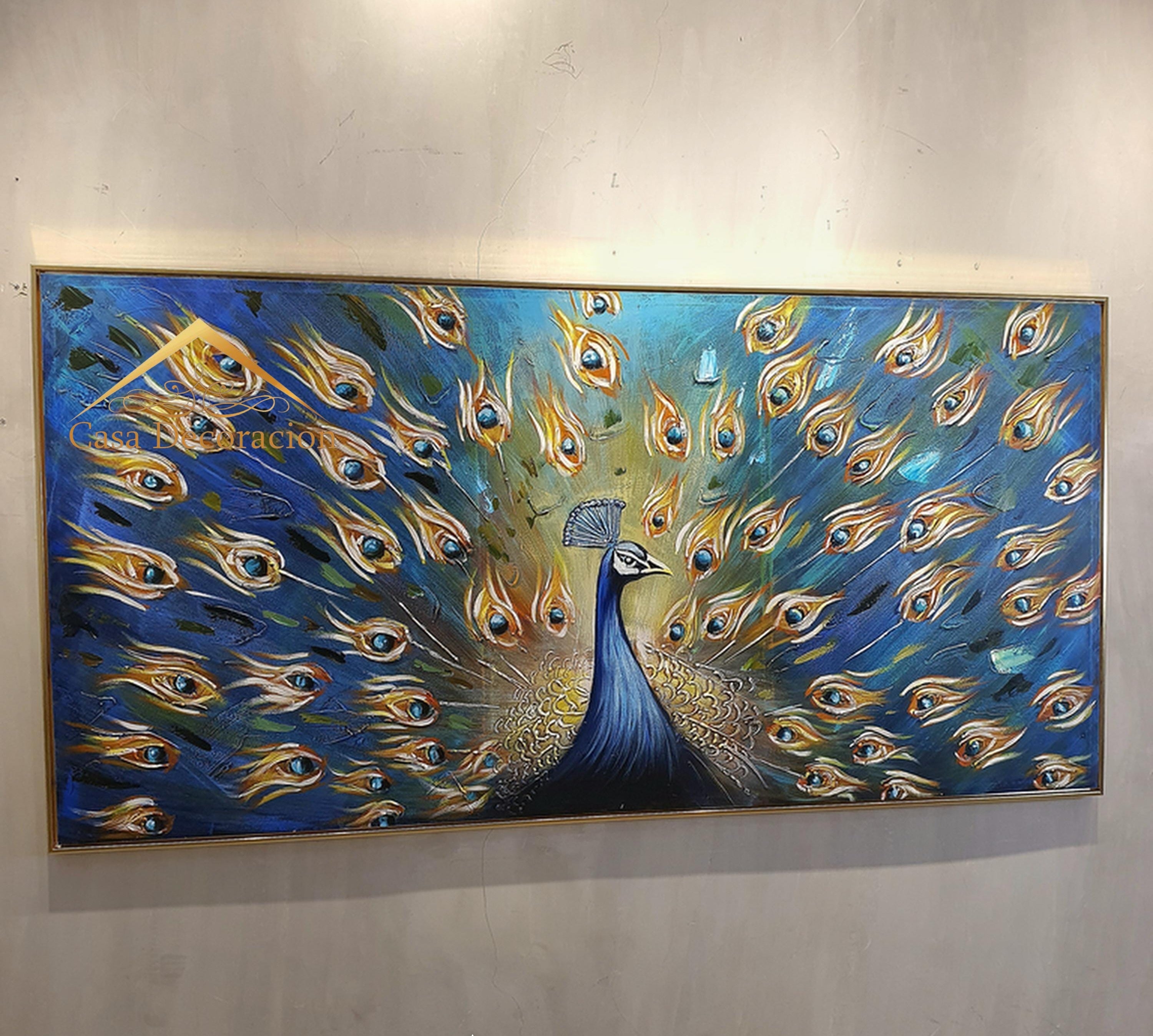Blue Peacock Handmade Painting