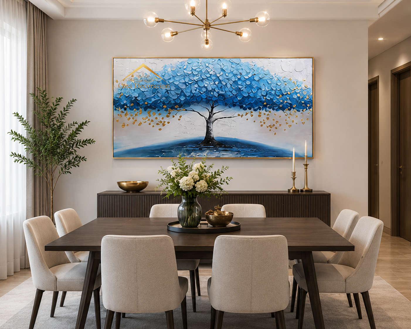 Blue Tree Landscape Handmade Painting (Landscape)