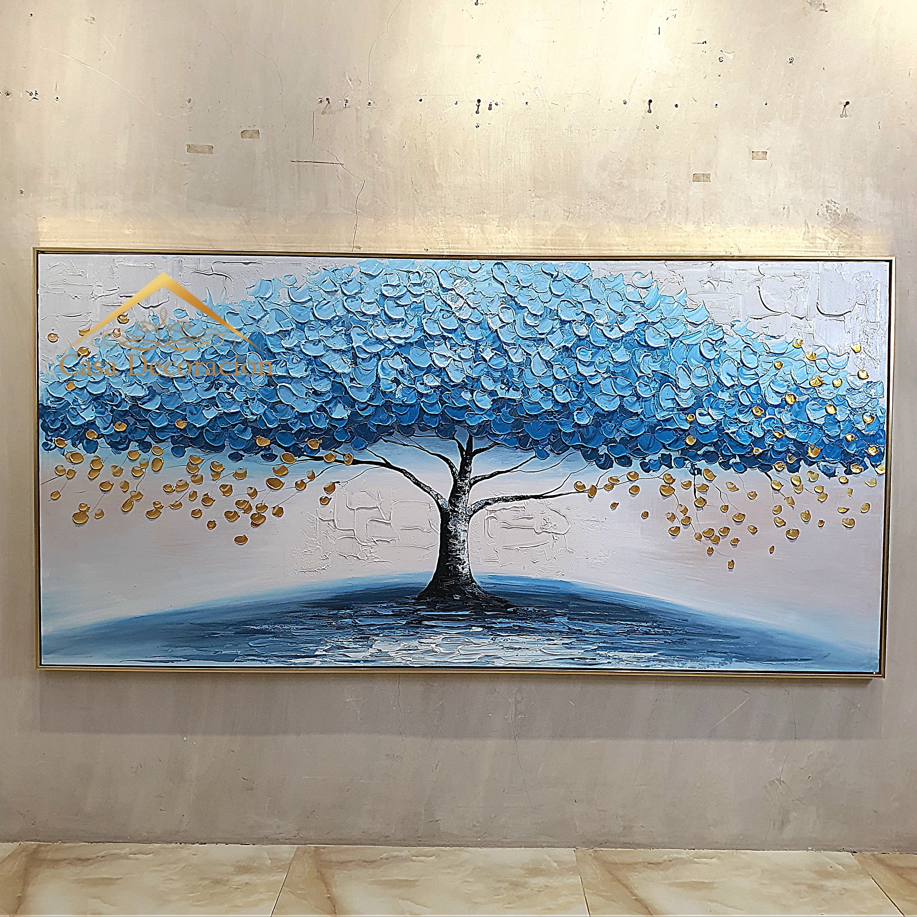 Blue Tree Landscape Handmade Painting