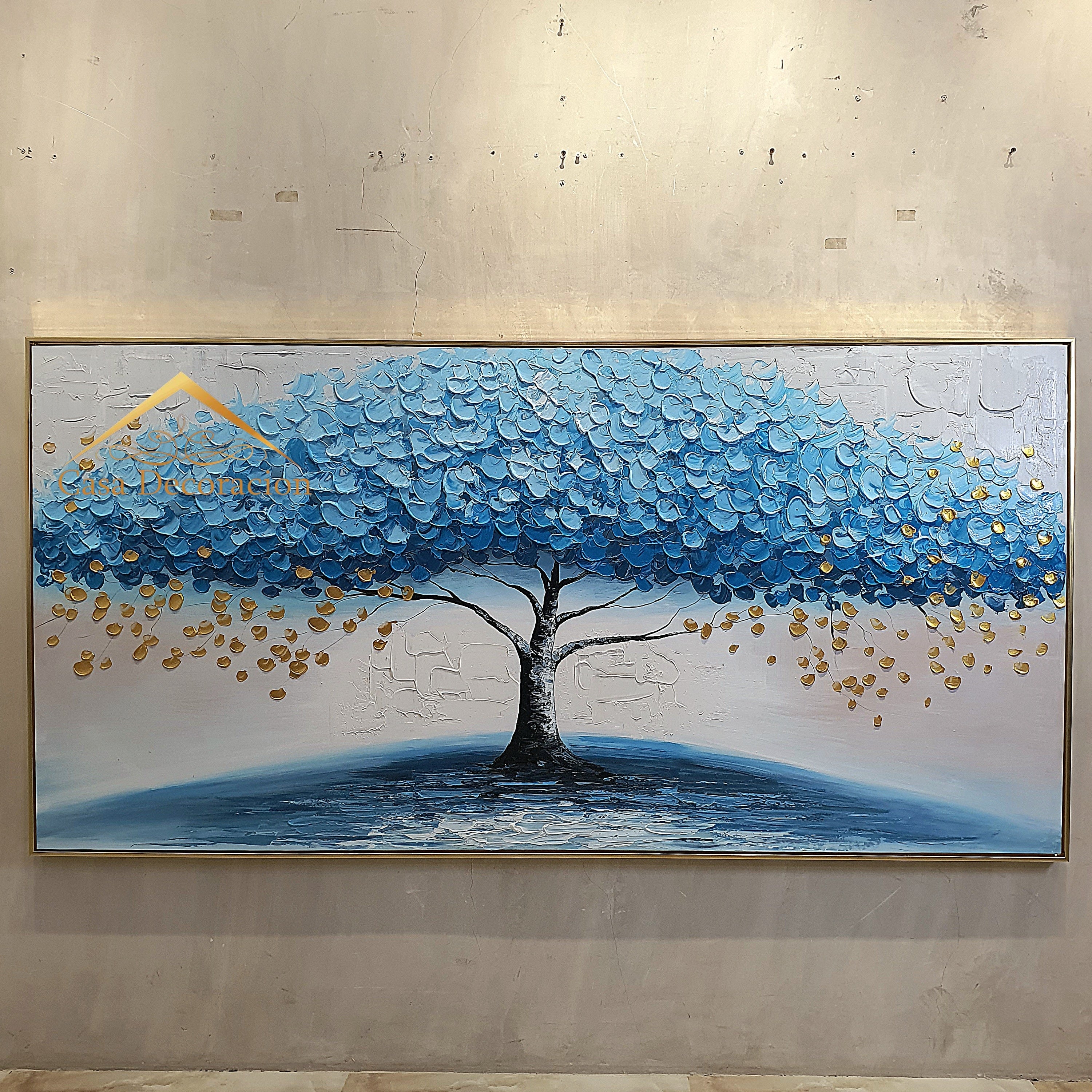 Blue Tree Landscape Handmade Painting