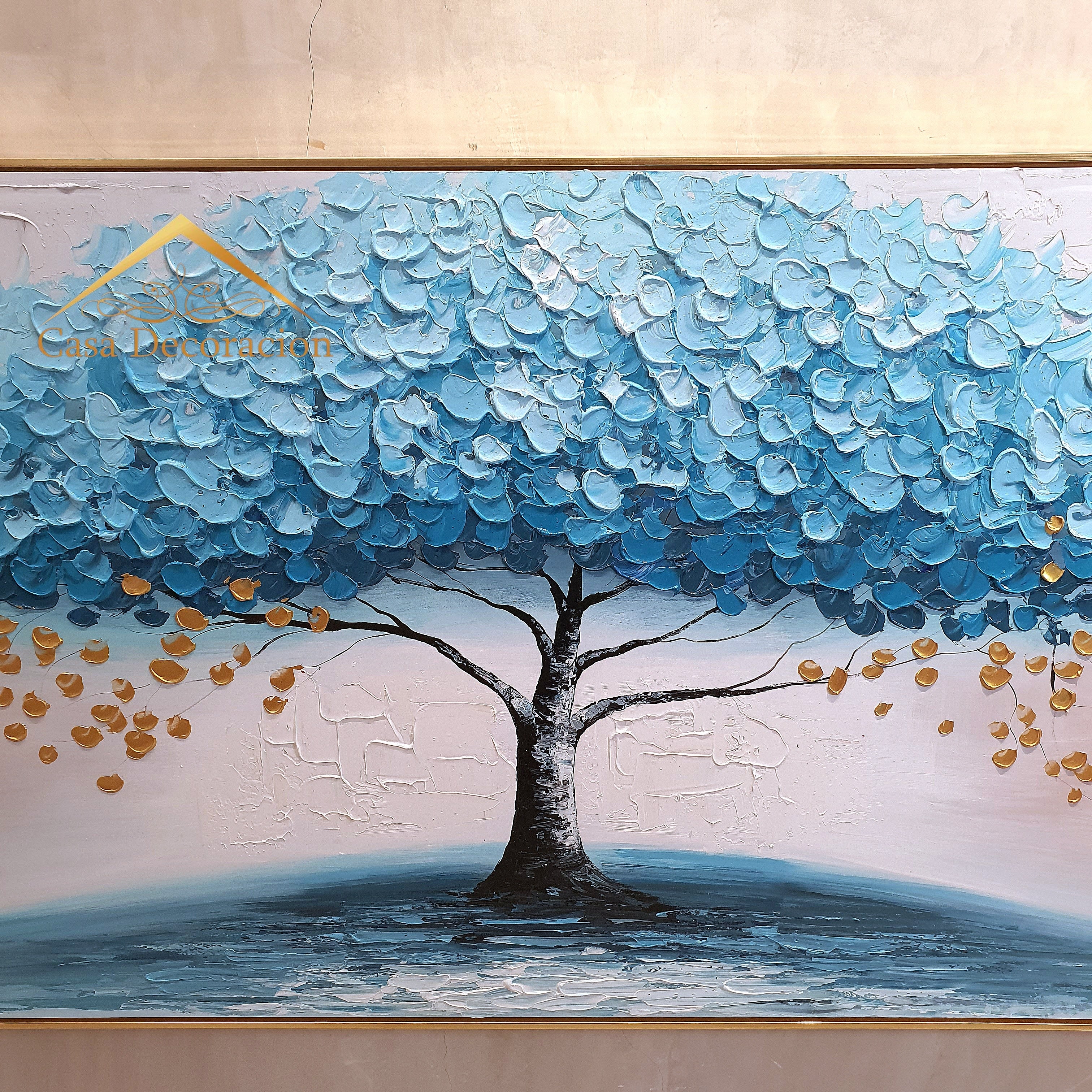 Blue Tree Landscape Handmade Painting