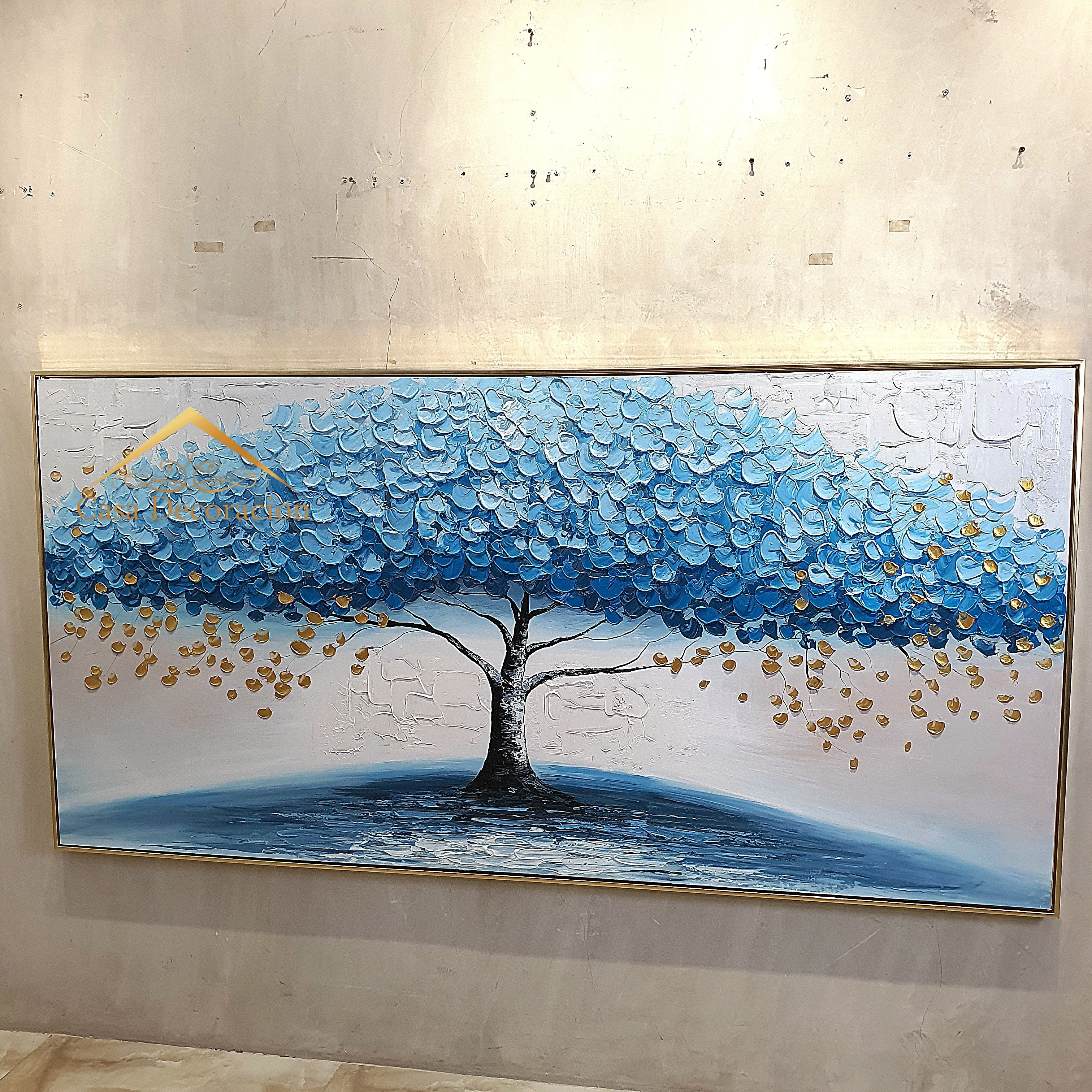Blue Tree Landscape Handmade Painting