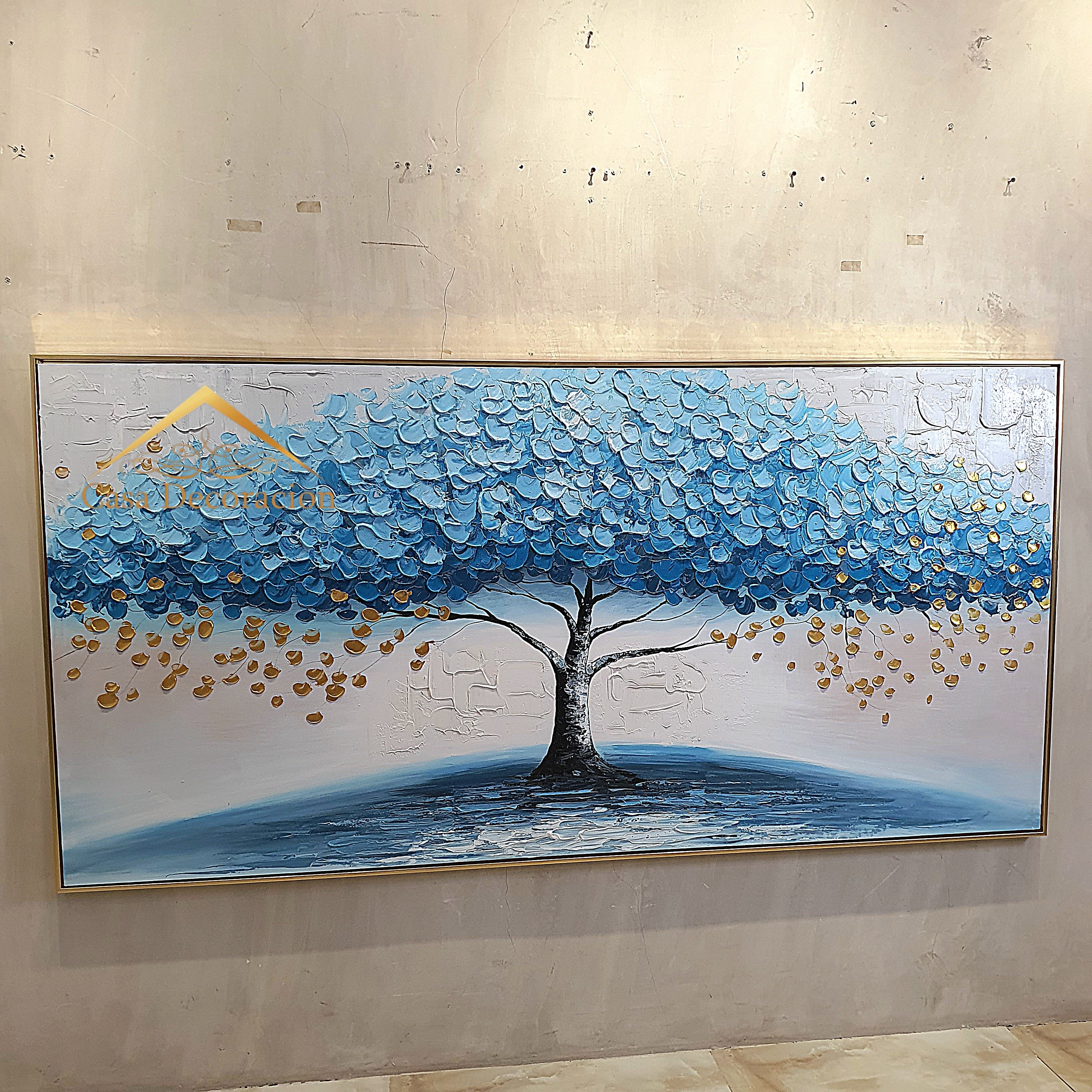 Blue Tree Landscape Handmade Painting