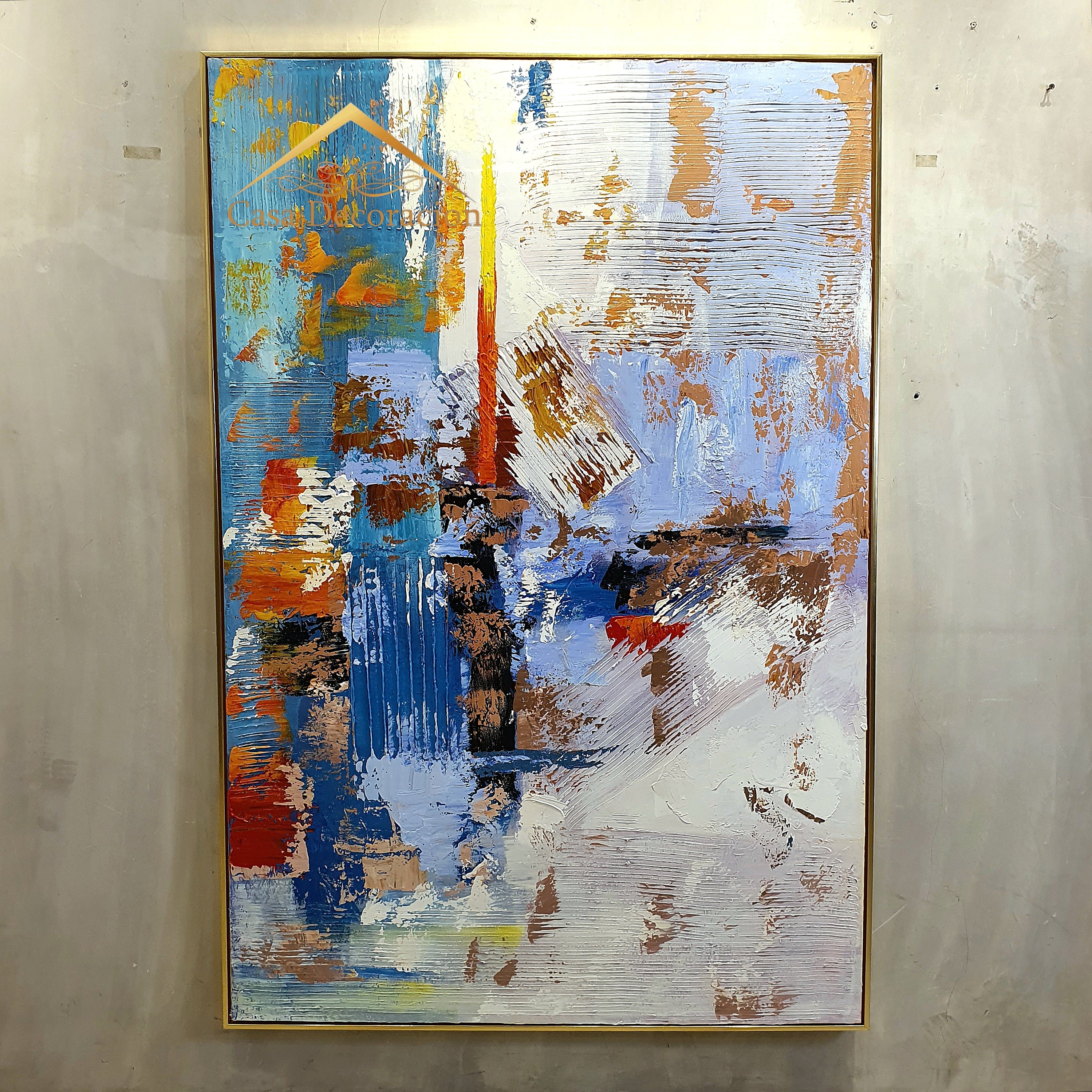 Blue and Warm Color Abstract Painting