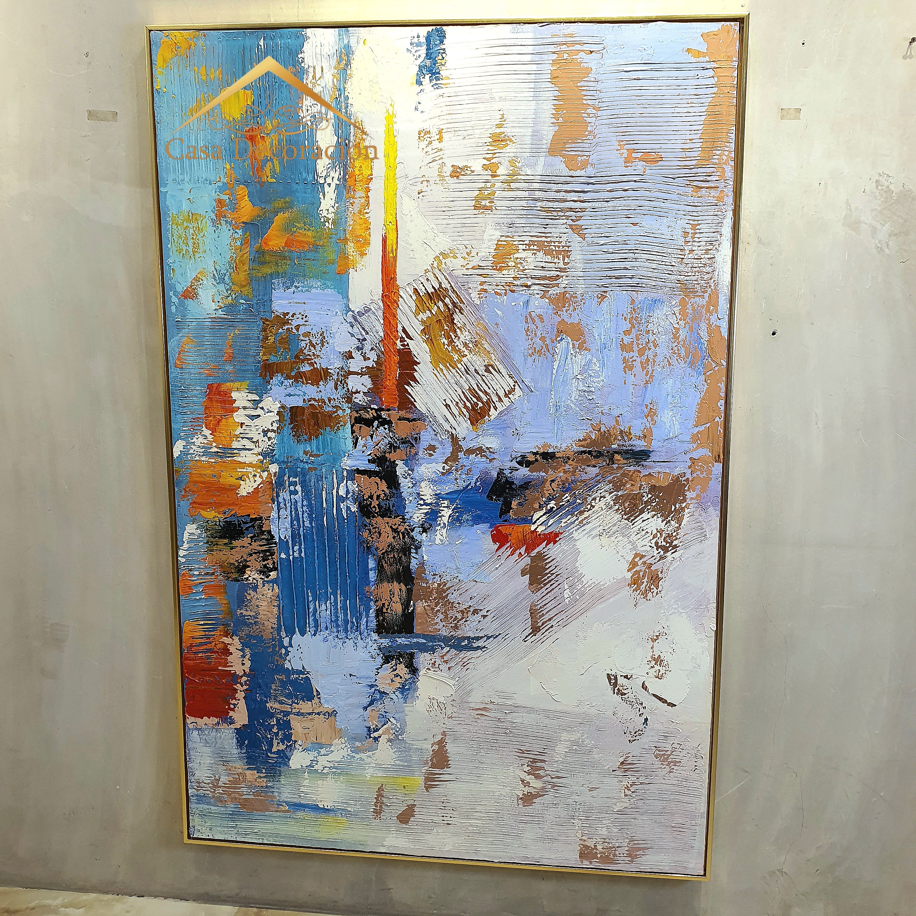 Blue and Warm Color Abstract Painting