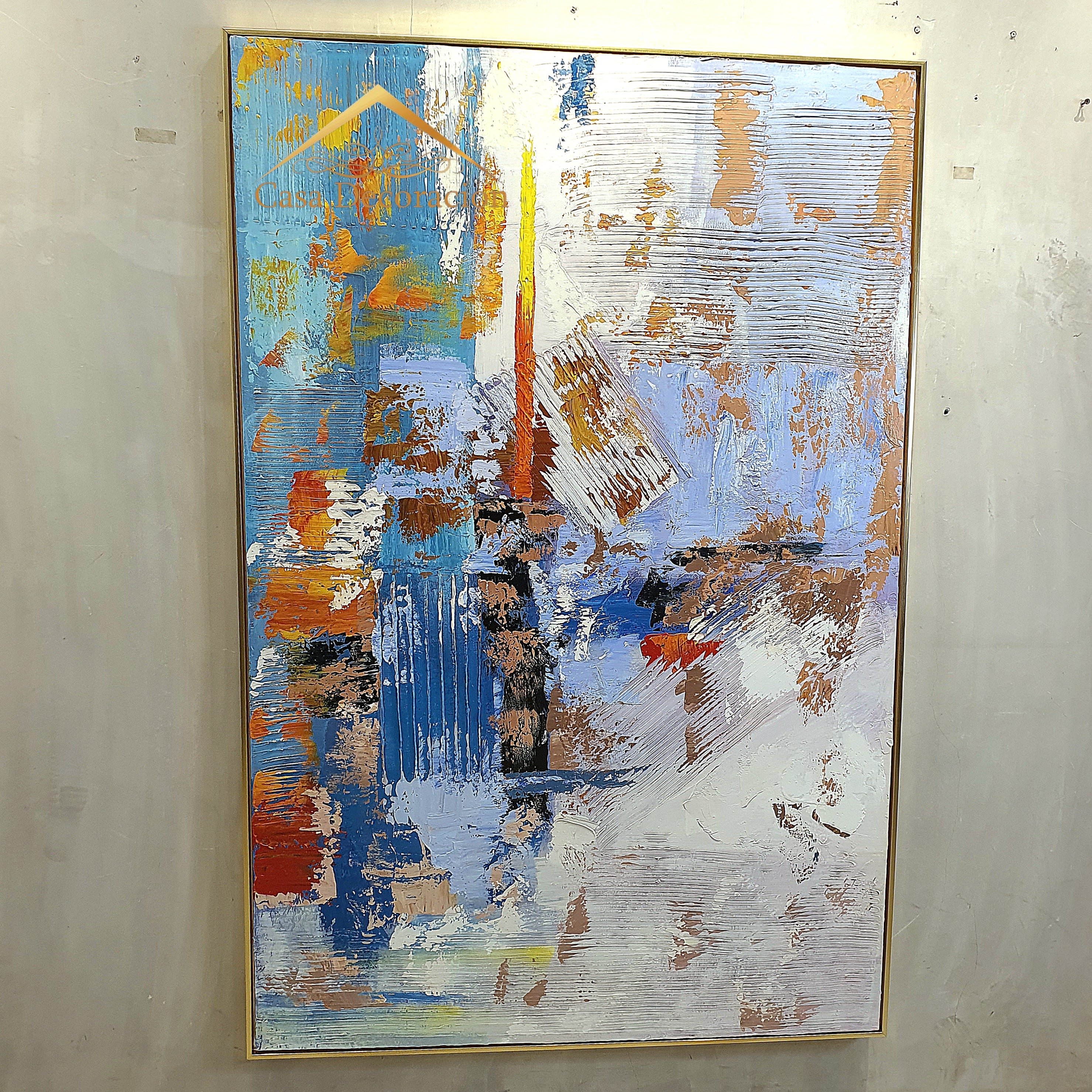 Blue and Warm Color Abstract Painting