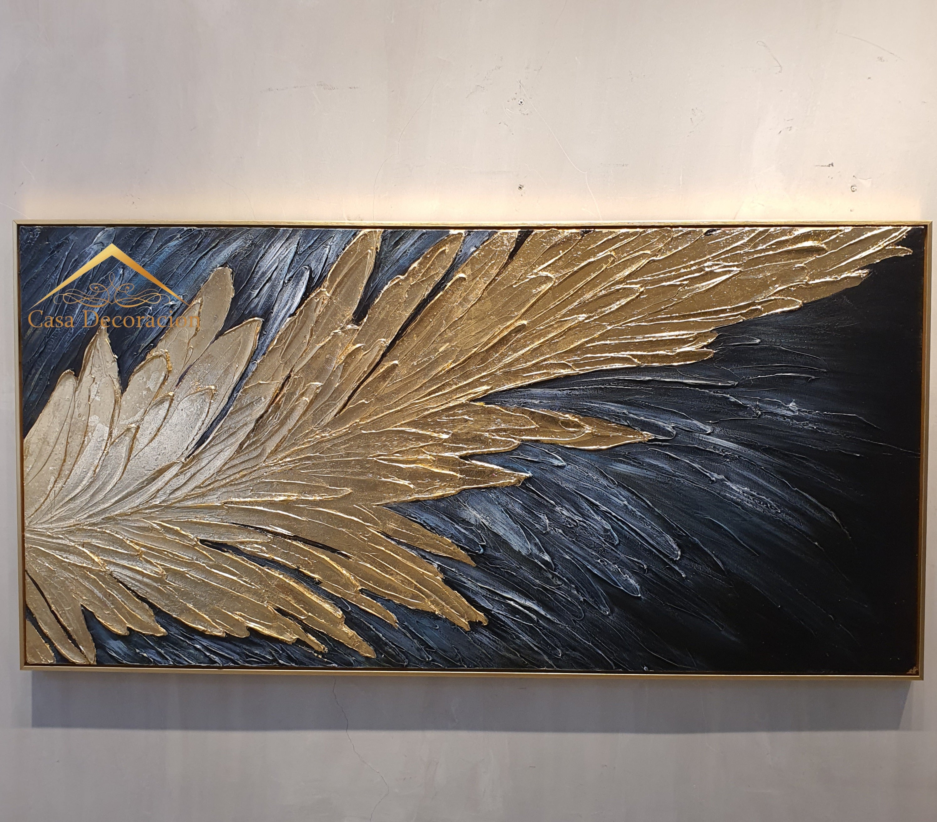Dark and Gold Feather Handmade Painting