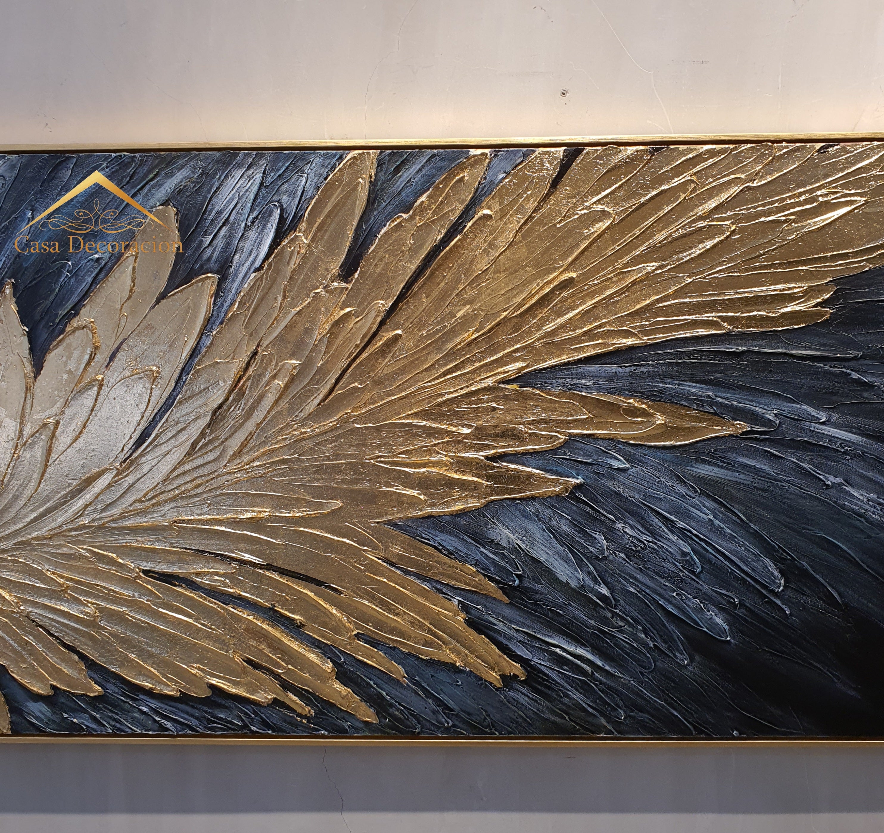Dark and Gold Feather Handmade Painting