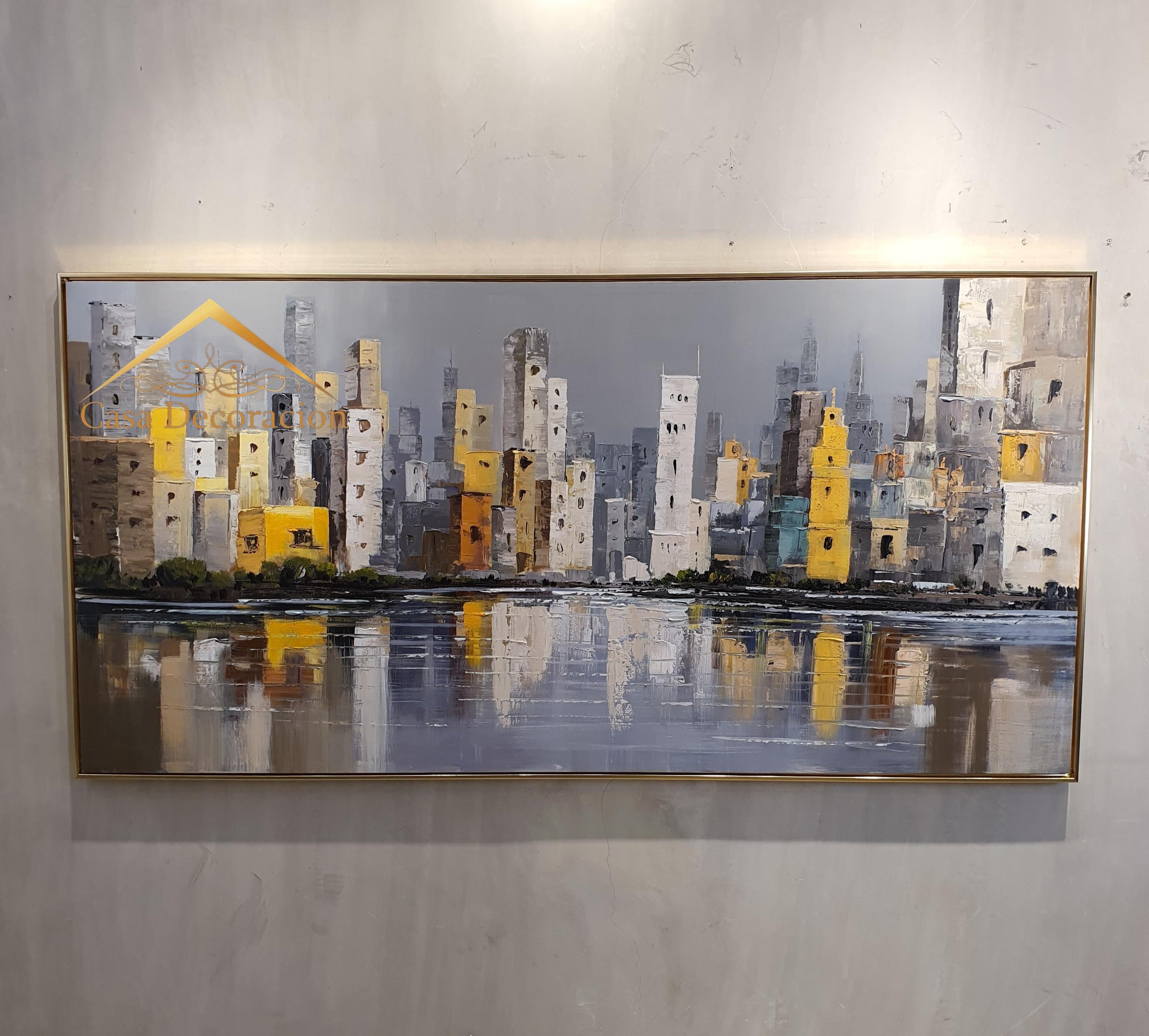 Modern City Landscape Handmade Painting (Landscape)