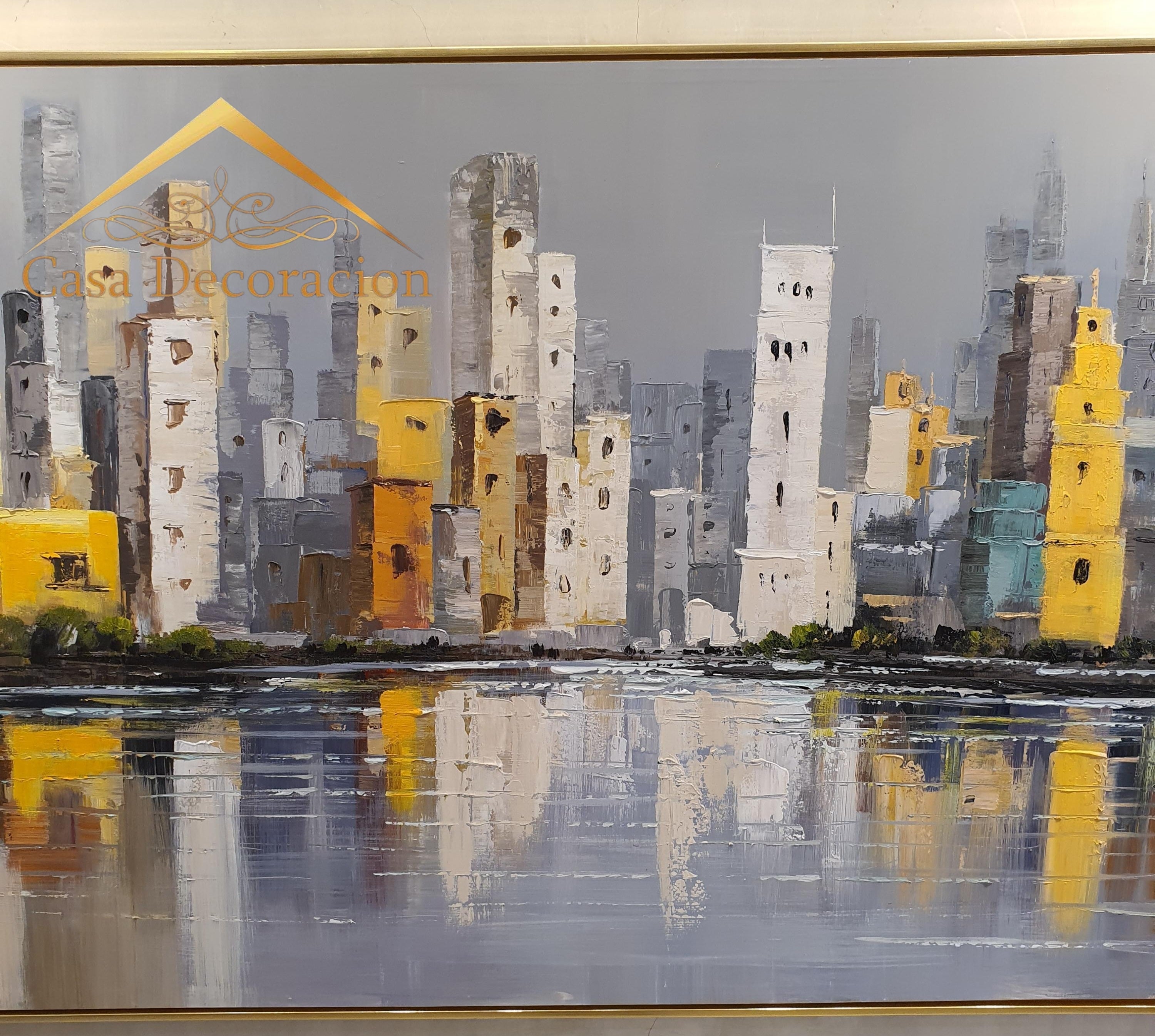 Modern City Landscape Handmade Painting (Landscape)