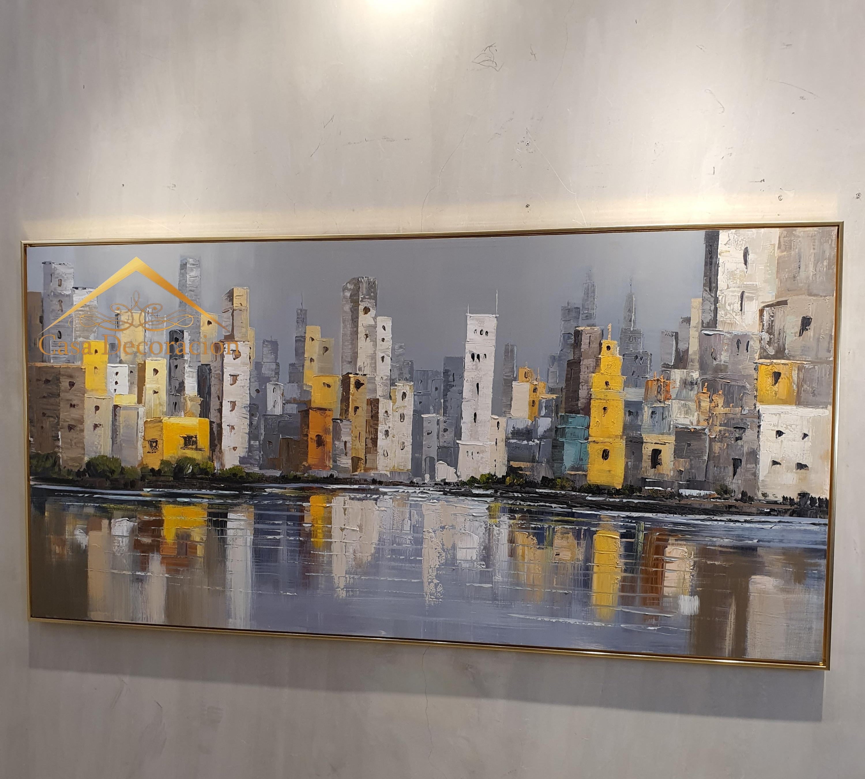 Modern City Landscape Handmade Painting (Landscape)