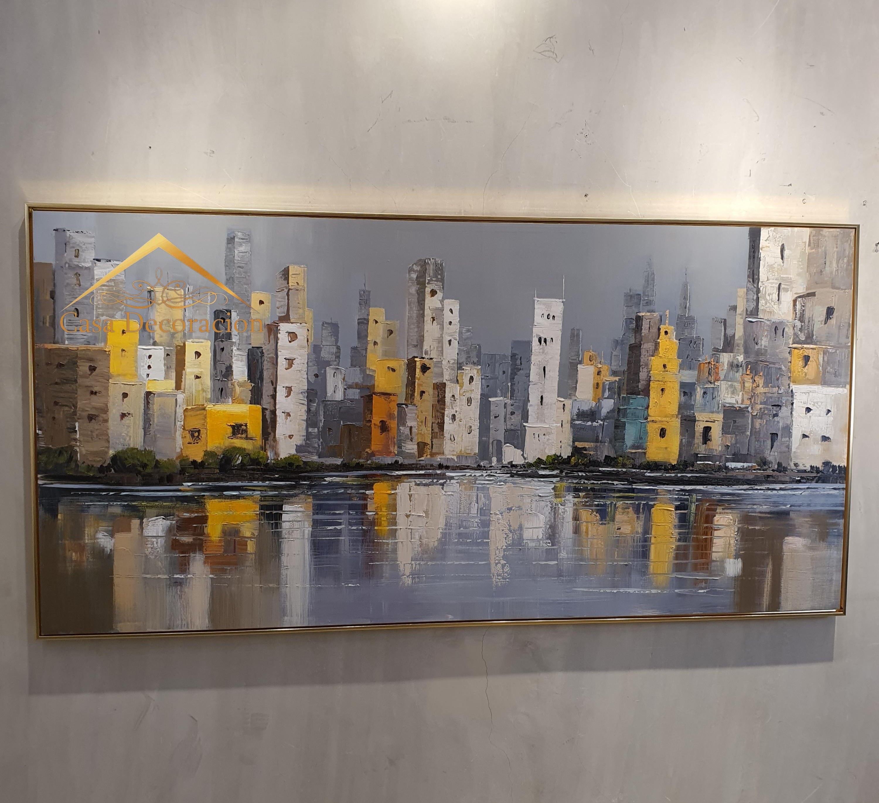 Modern City Landscape Handmade Painting (Landscape)