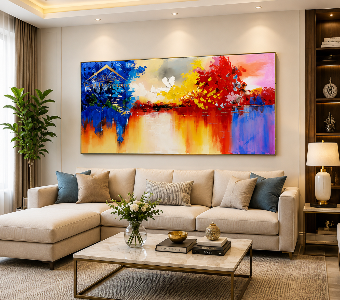 Sunset Multicolor Reflection Abstract Painting (Landscape)