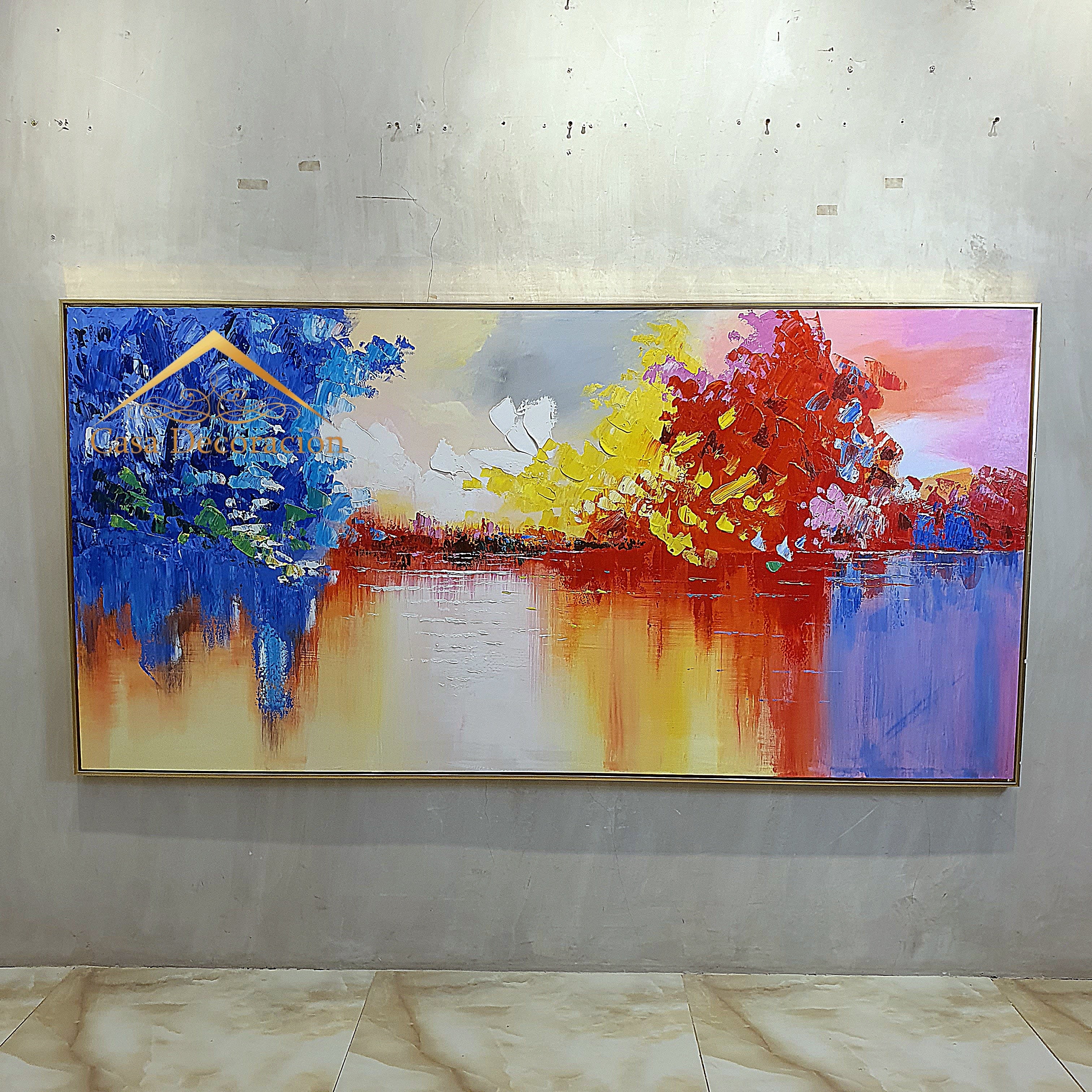Sunset Multicolor Reflection Abstract Painting (Landscape)