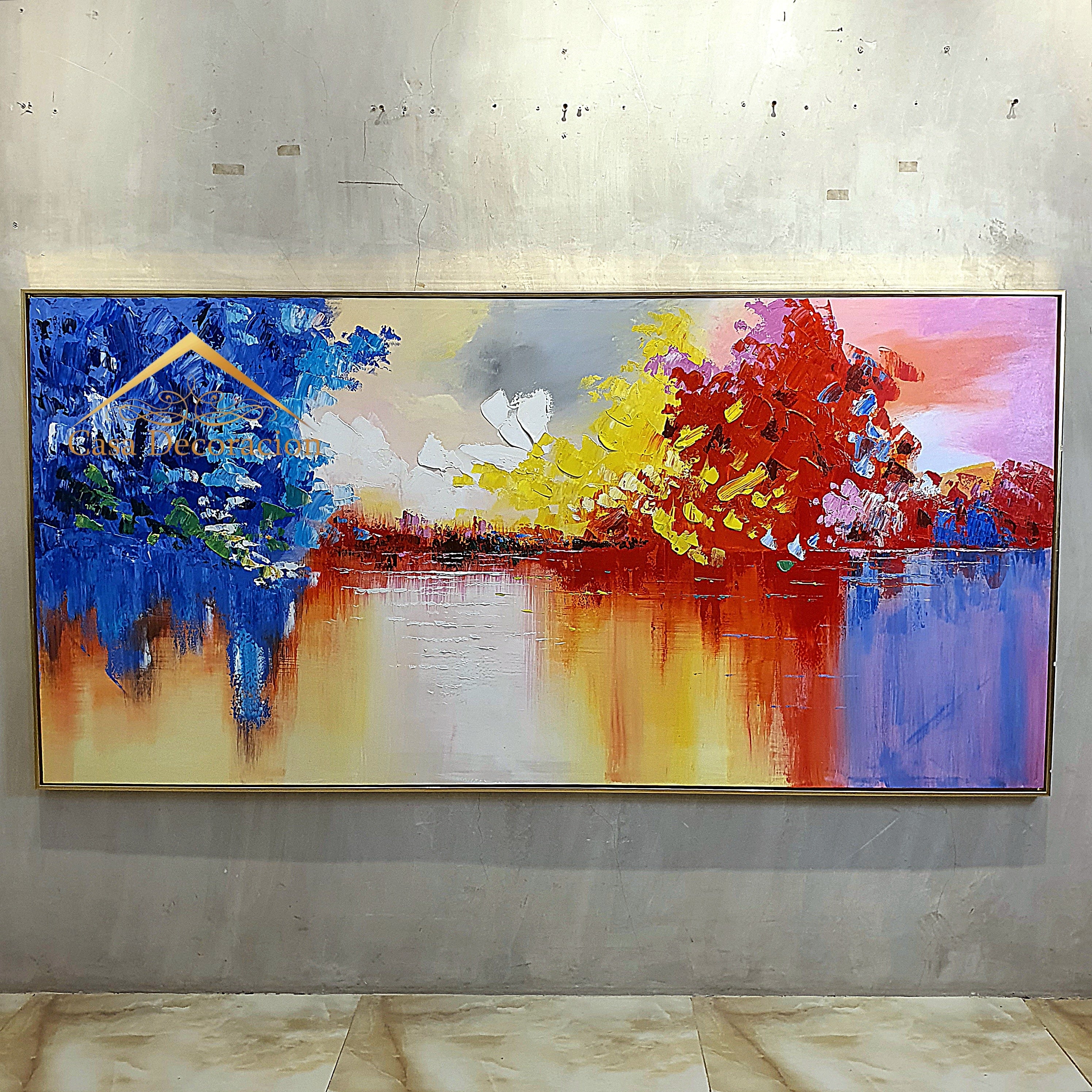 Sunset Multicolor Reflection Abstract Painting (Landscape)