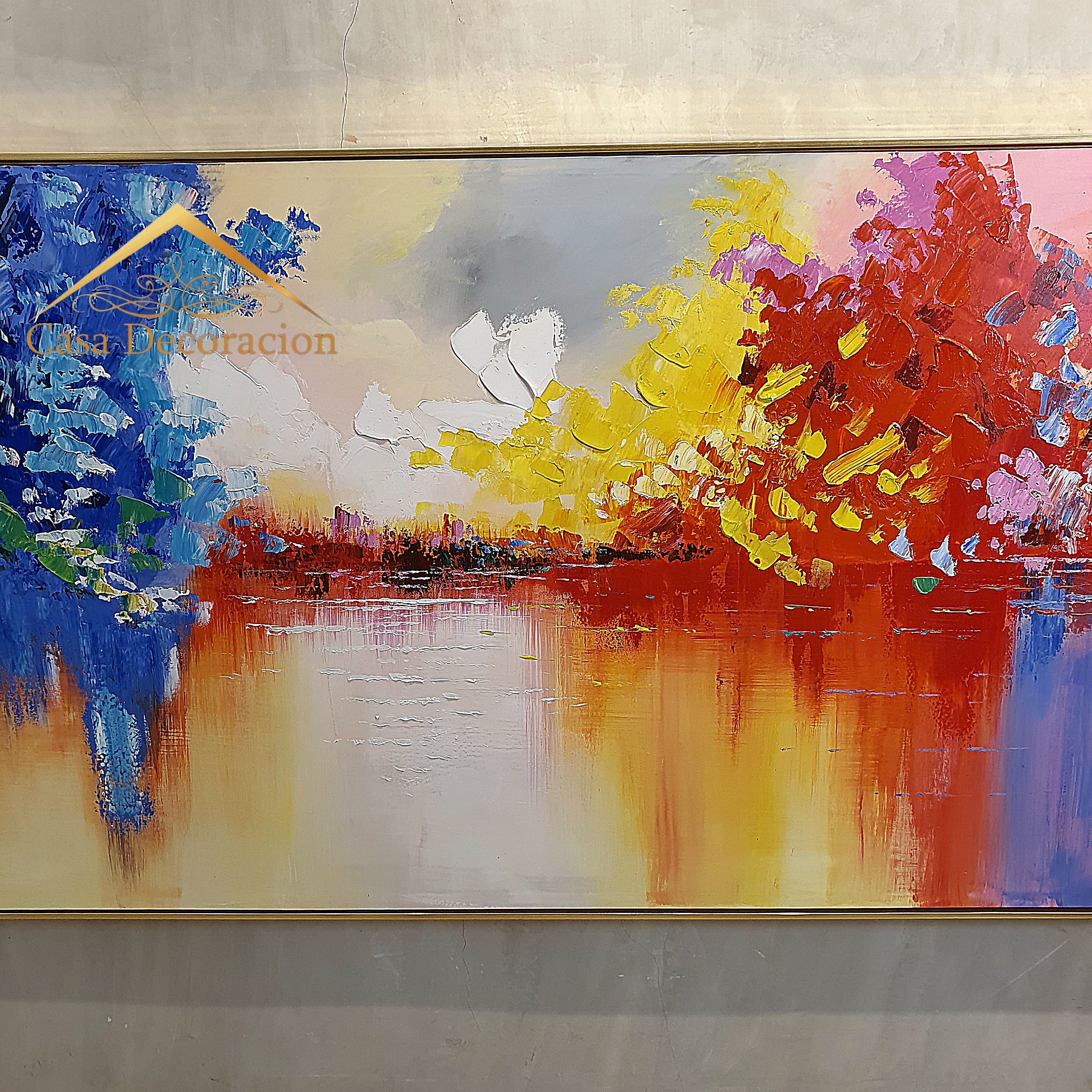 Sunset Multicolor Reflection Abstract Painting (Landscape)