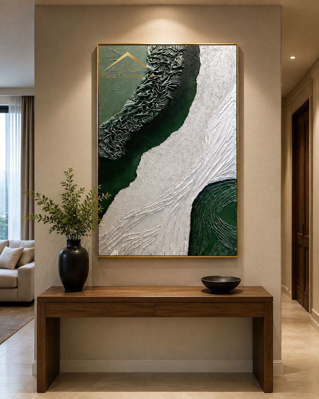 Textured Emerald Flow Handmade Painting (Portrait)