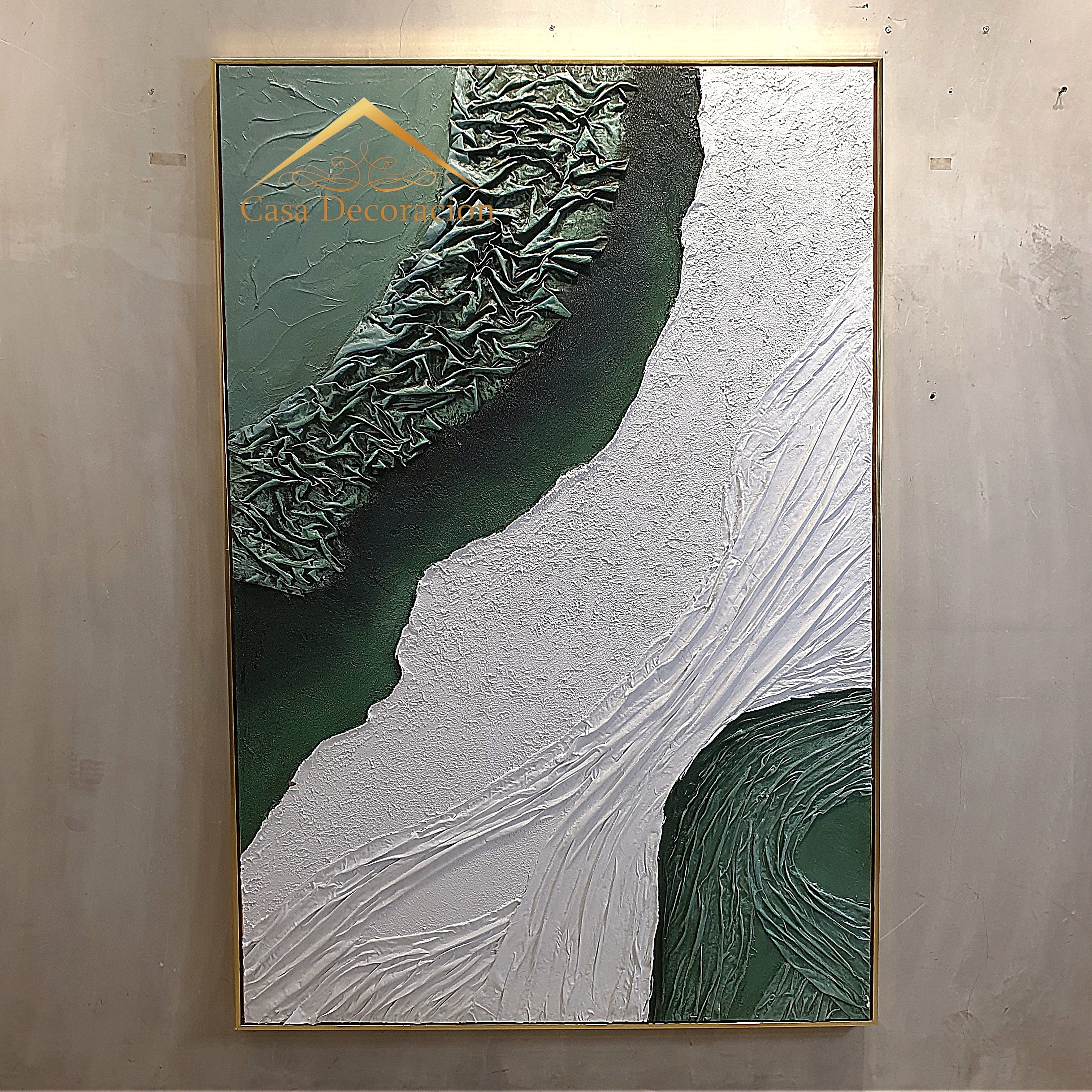 Textured Emerald Flow Handmade Painting