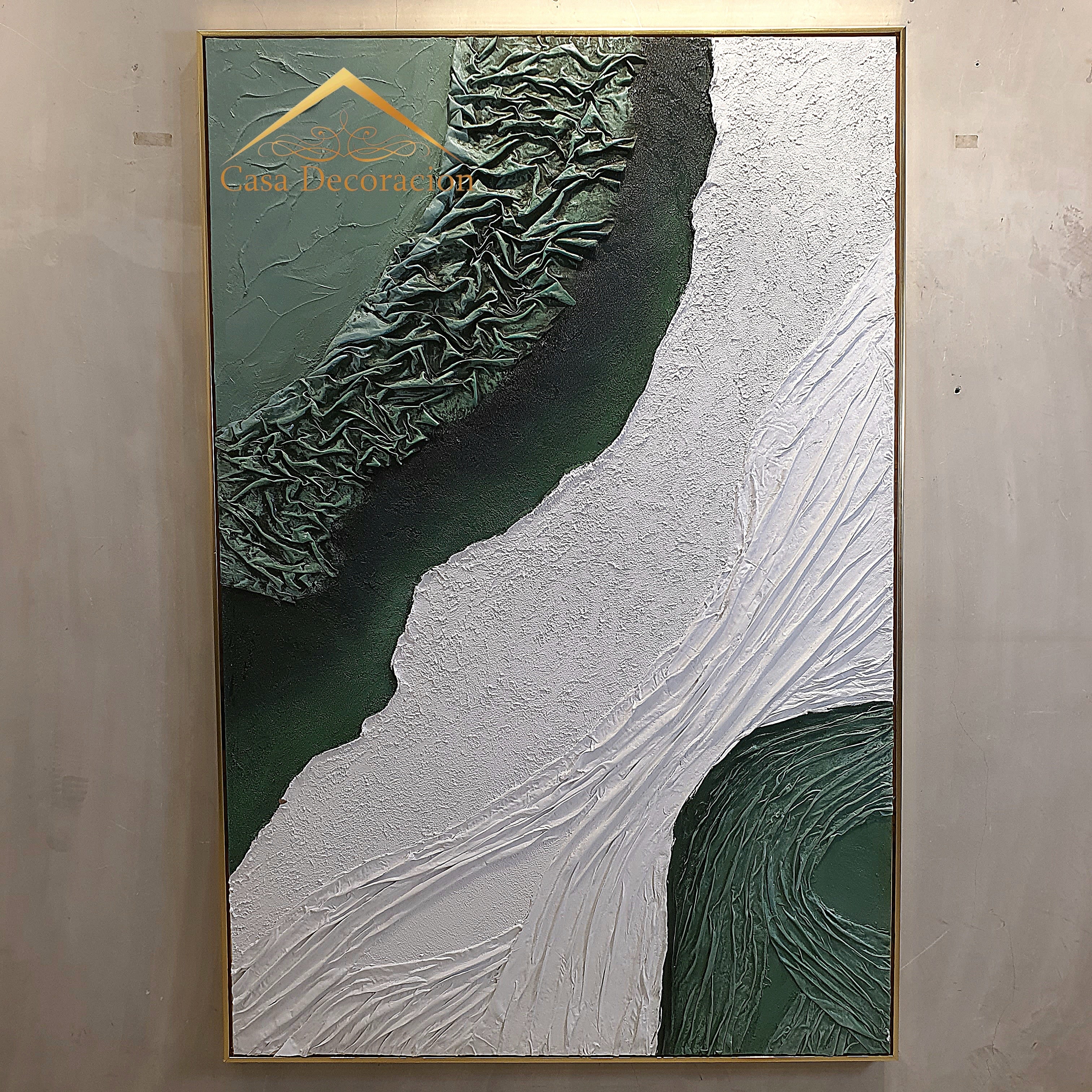 Textured Emerald Flow Handmade Painting