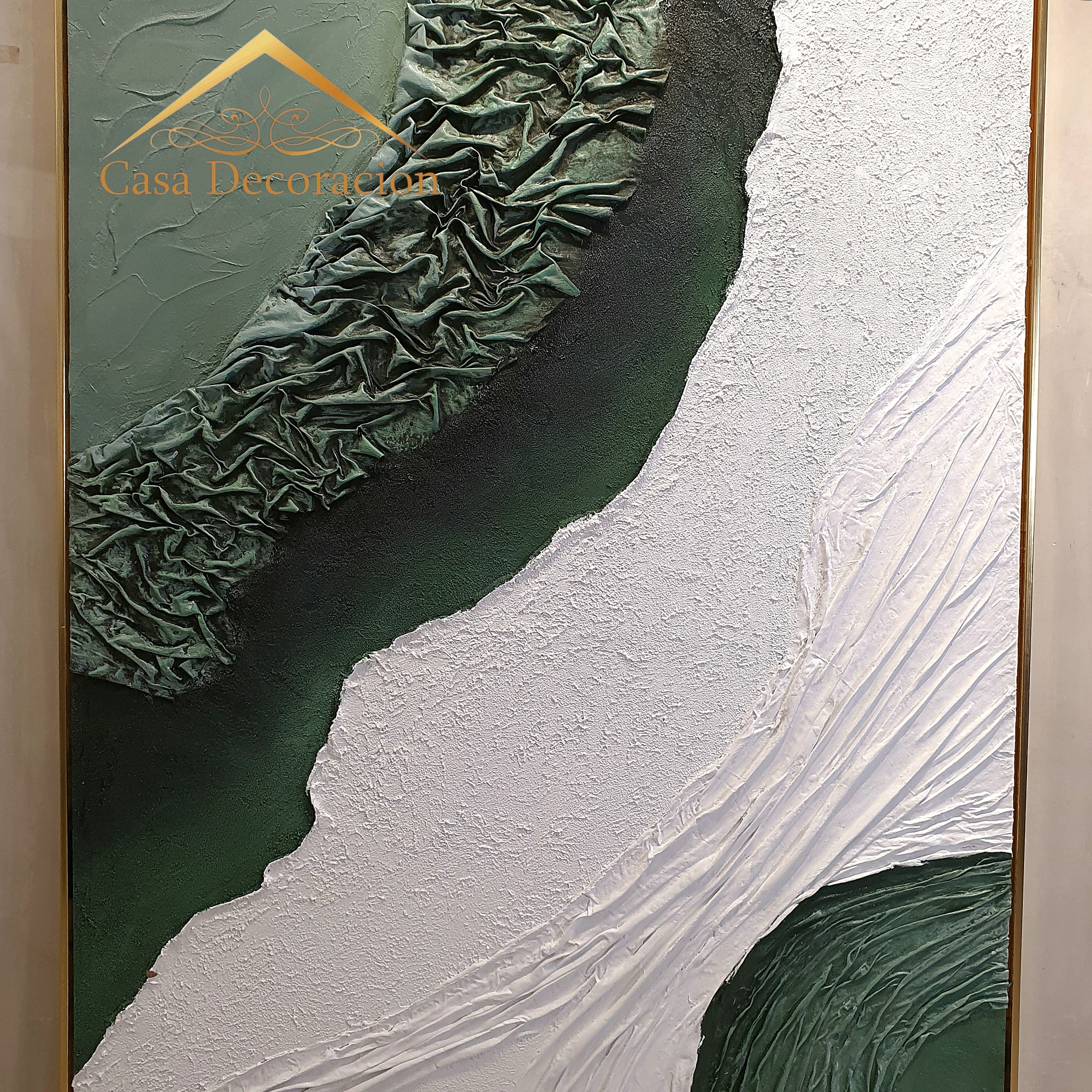 Textured Emerald Flow Handmade Painting