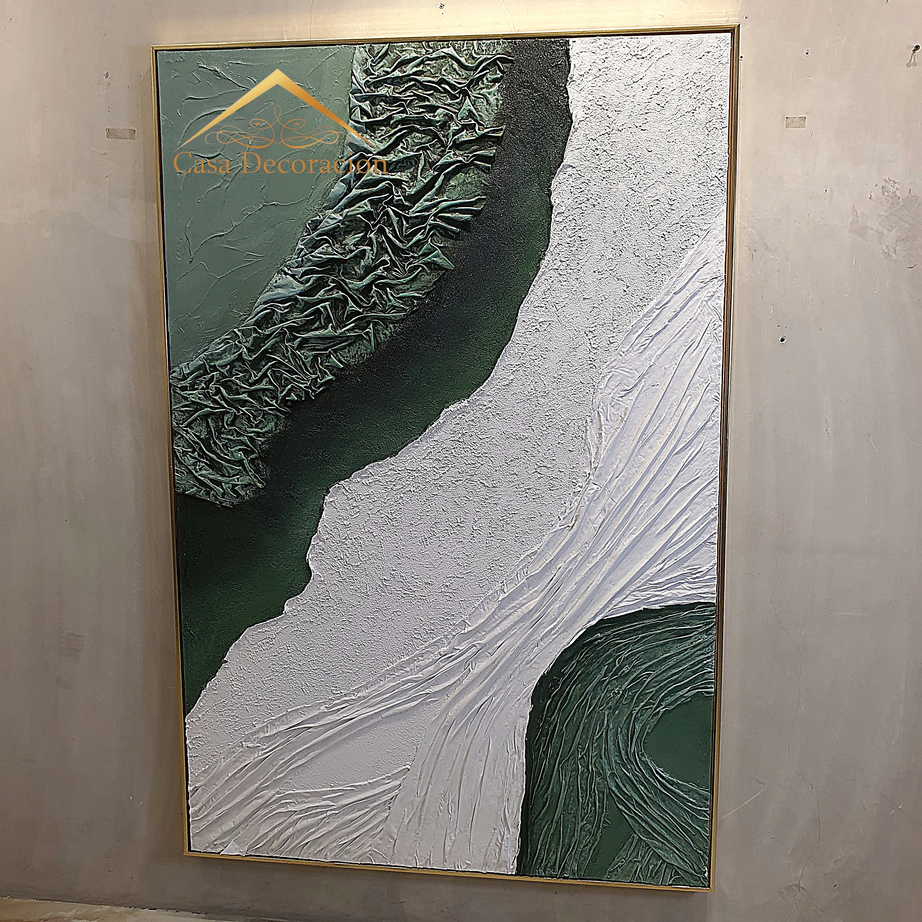 Textured Emerald Flow Handmade Painting