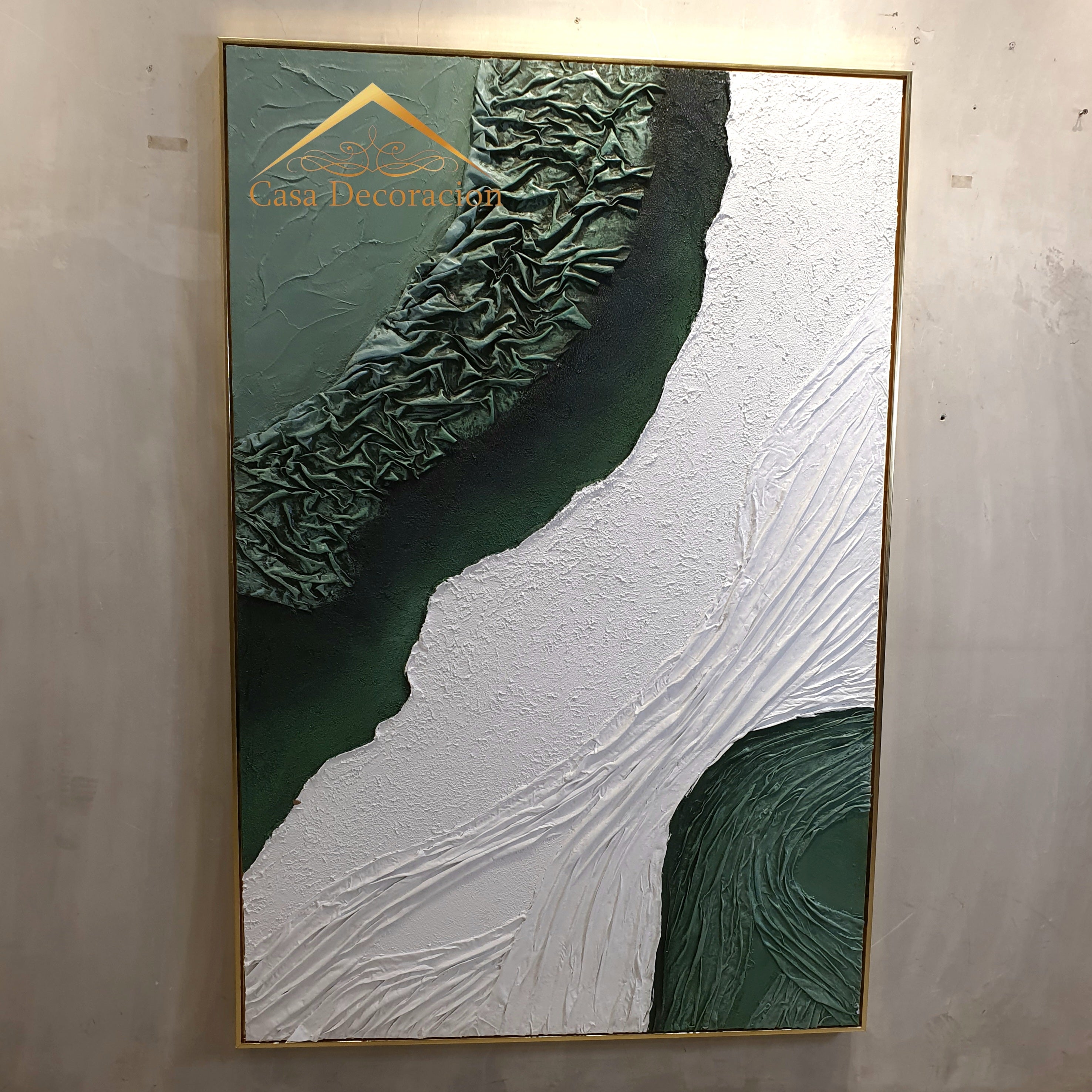 Textured Emerald Flow Handmade Painting