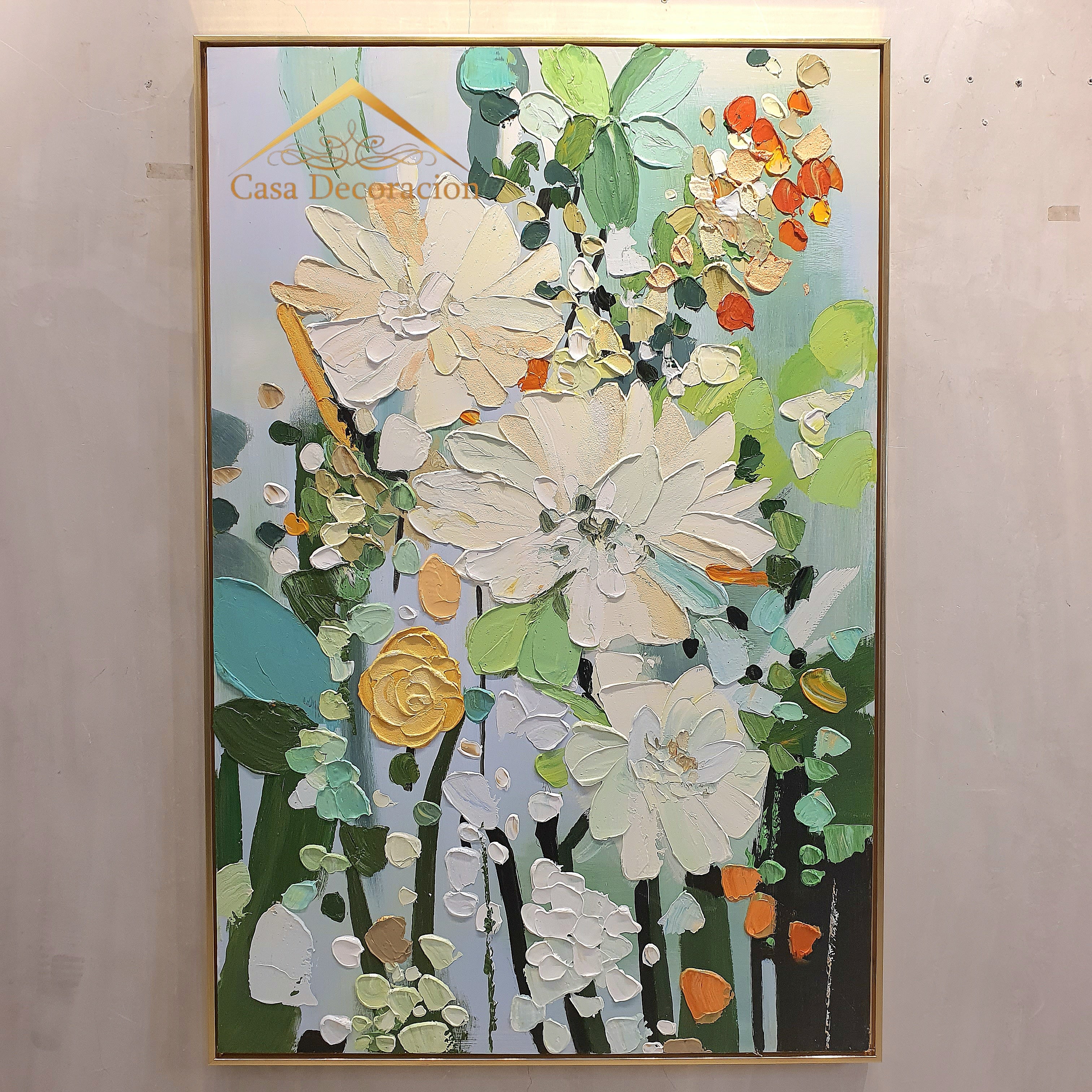 White Flower Blooms Handmade Painting