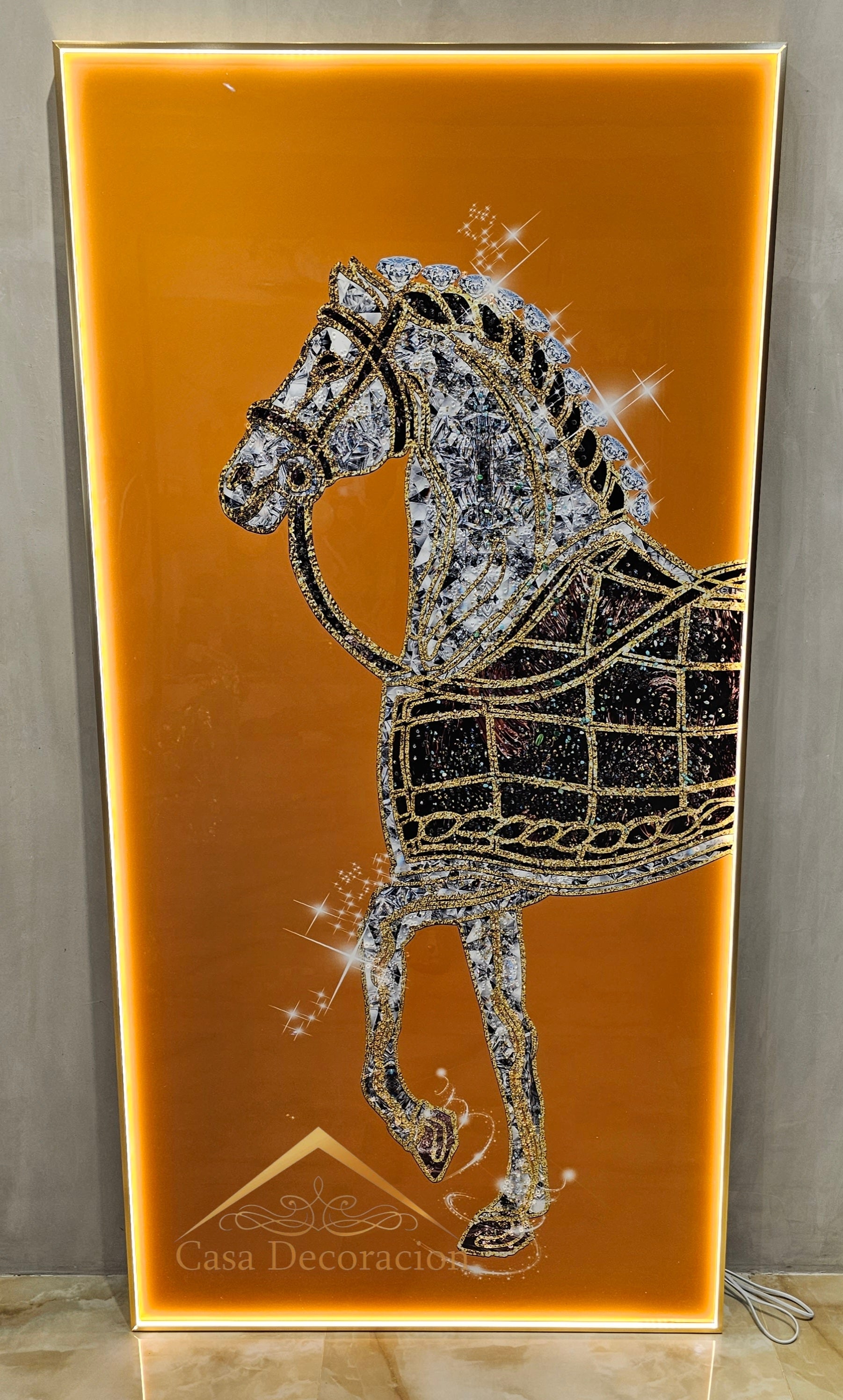 3D Half Body Horse Crystal Porcelain Painting - Orange