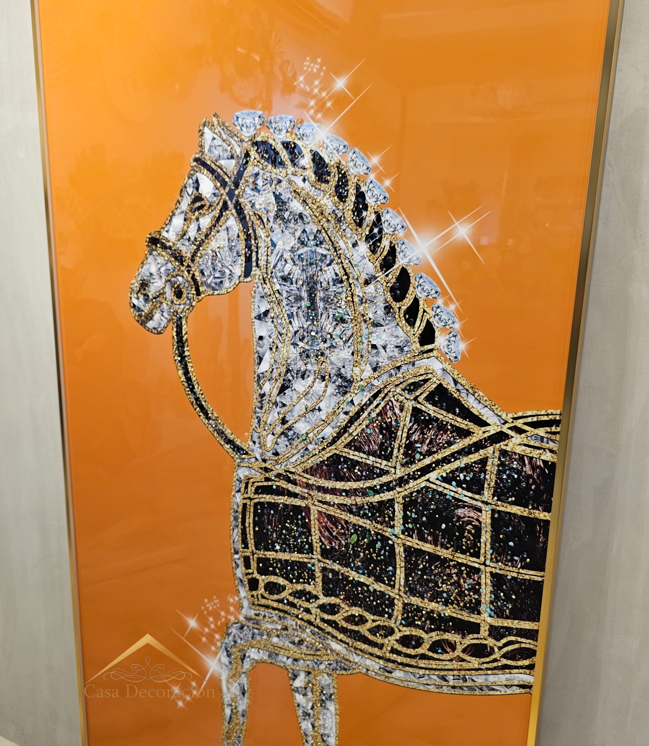 3D Half Body Horse Crystal Porcelain Painting - Orange