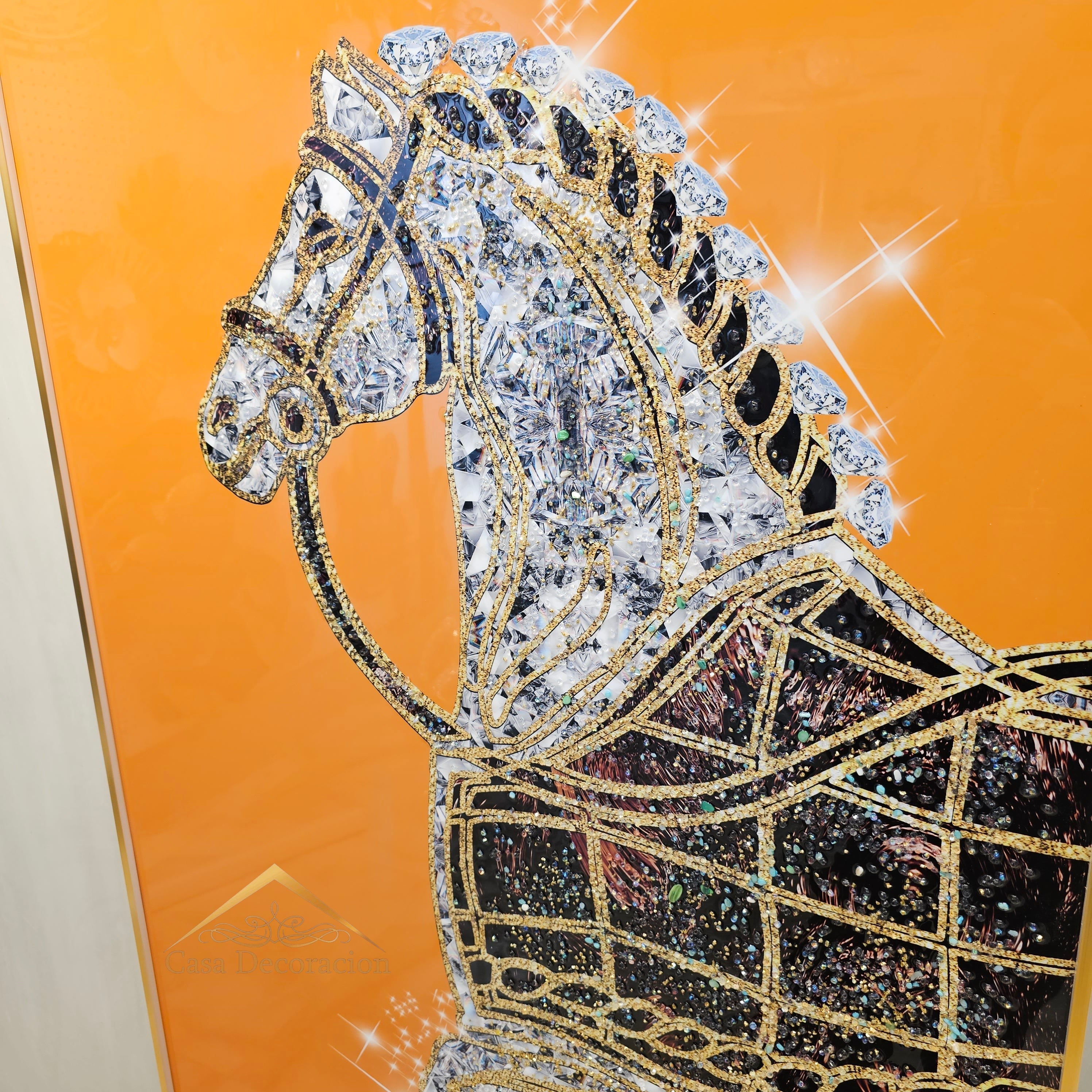 3D Half Body Horse Crystal Porcelain Painting - Orange