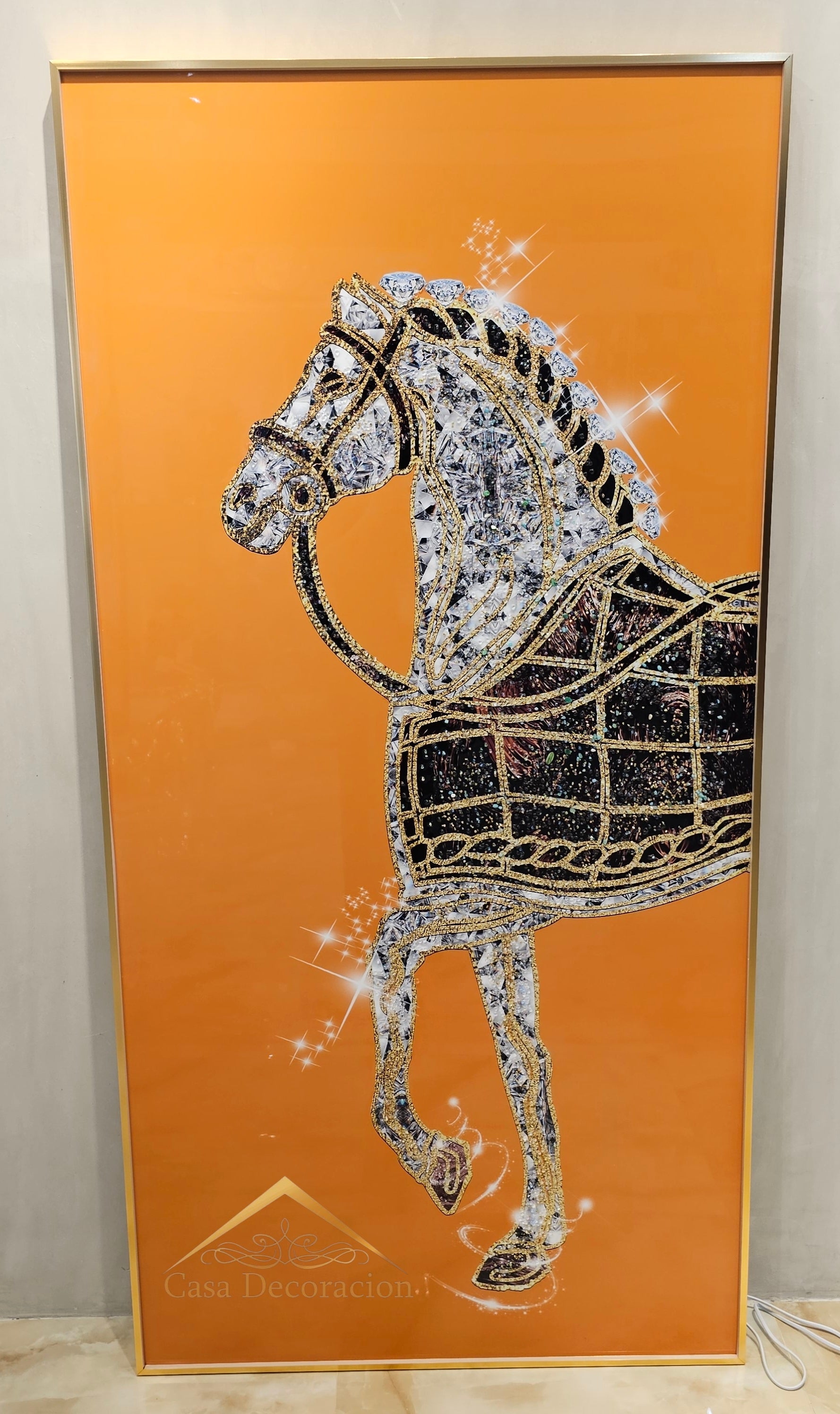 3D Half Body Horse Crystal Porcelain Painting - Orange