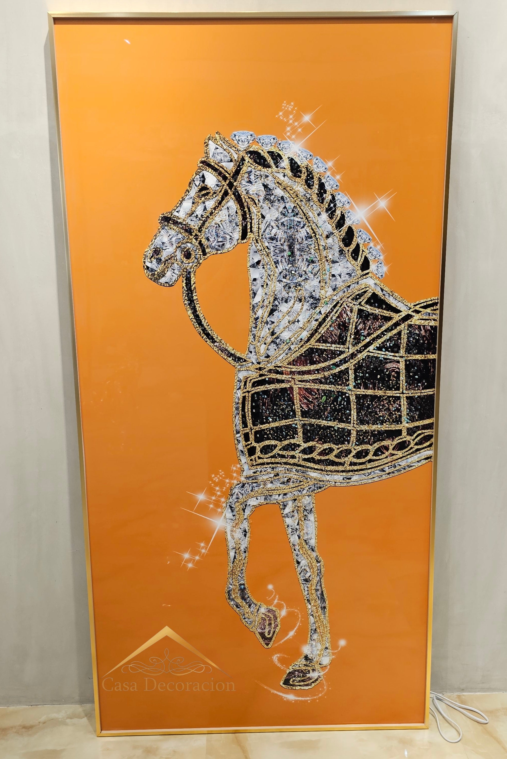 3D Half Body Horse Crystal Porcelain Painting - Orange