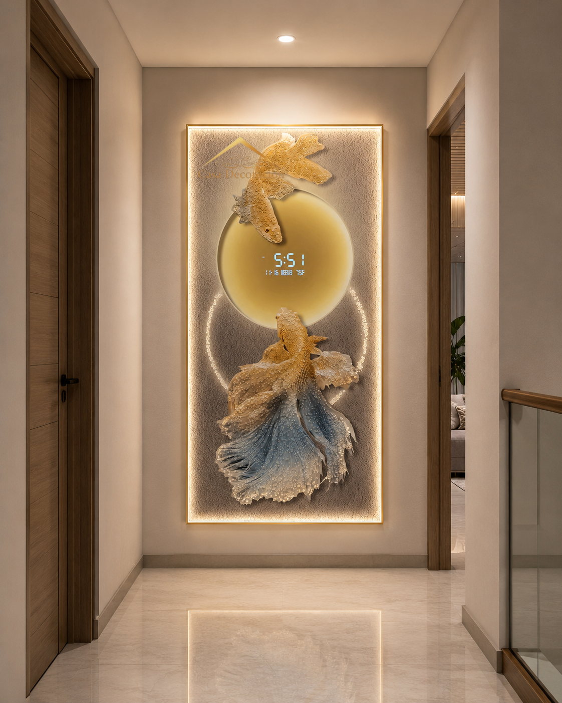 Beta Fish W/ Digital Clock Portrait - 01