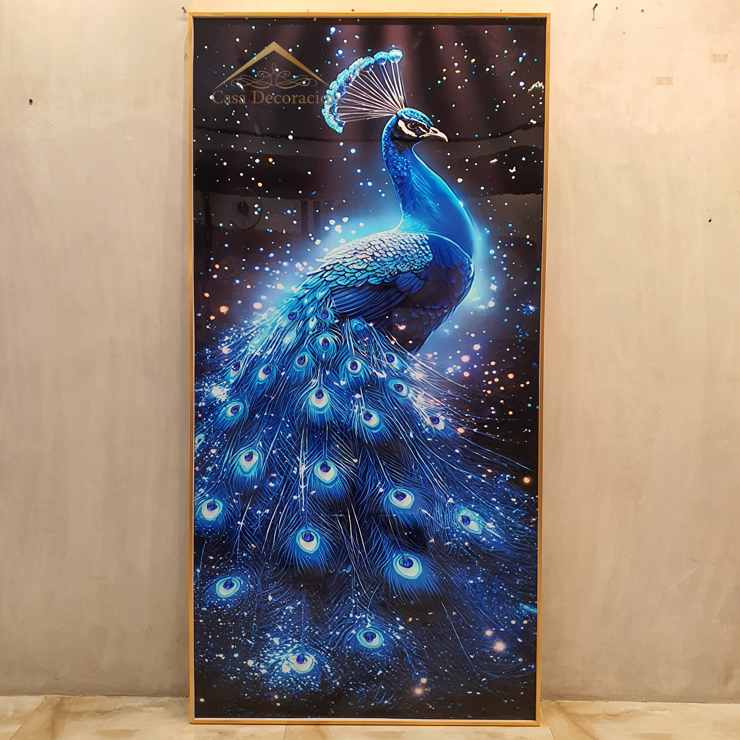 Blue Modern Peacock Crystal Painting