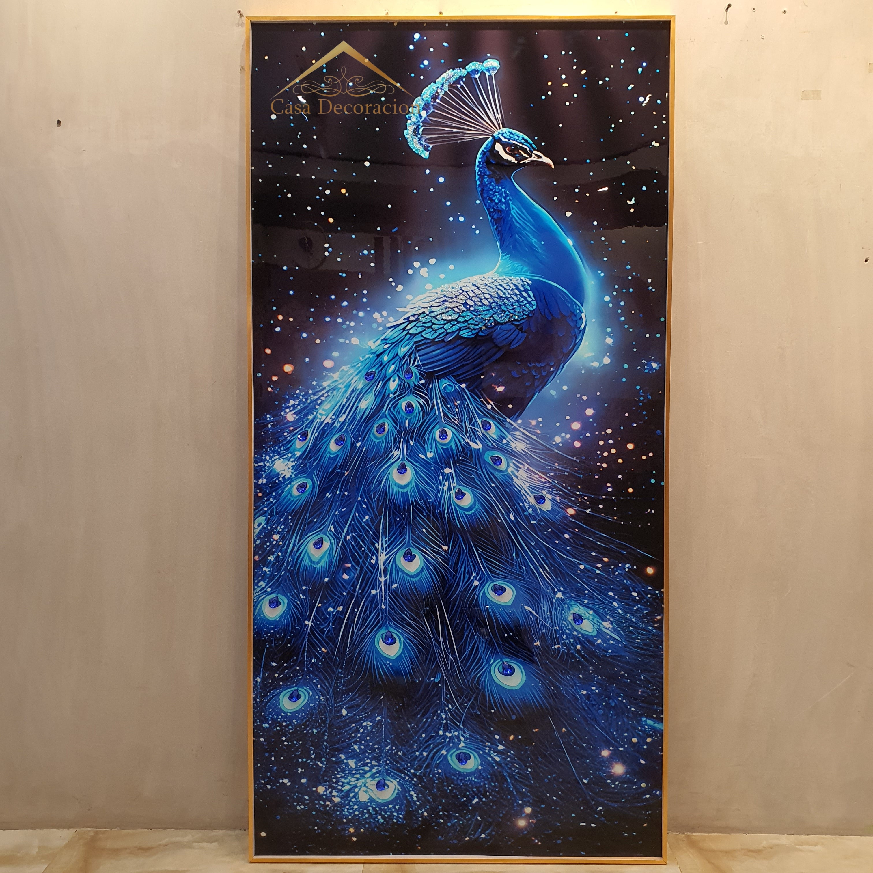 Blue Modern Peacock Crystal Painting
