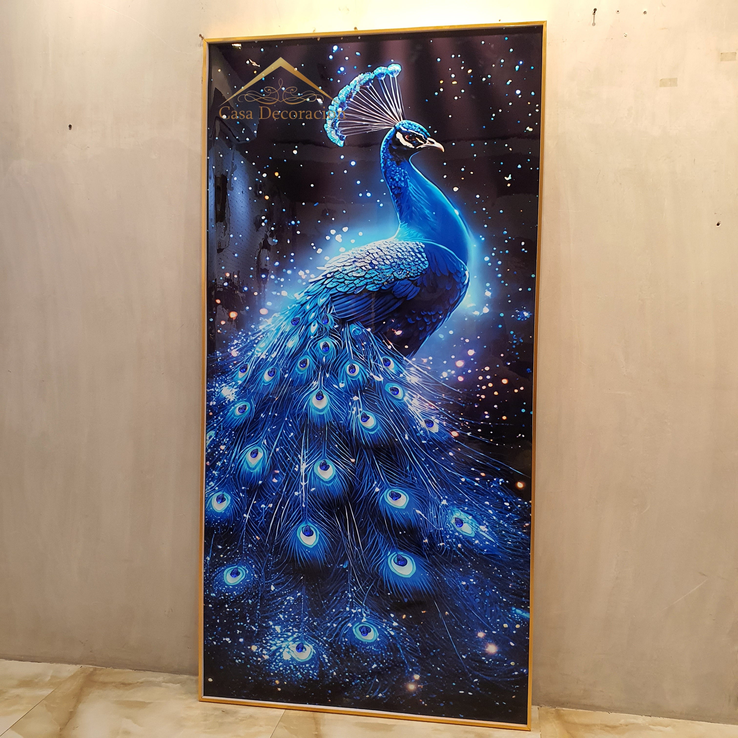 Blue Modern Peacock Crystal Painting