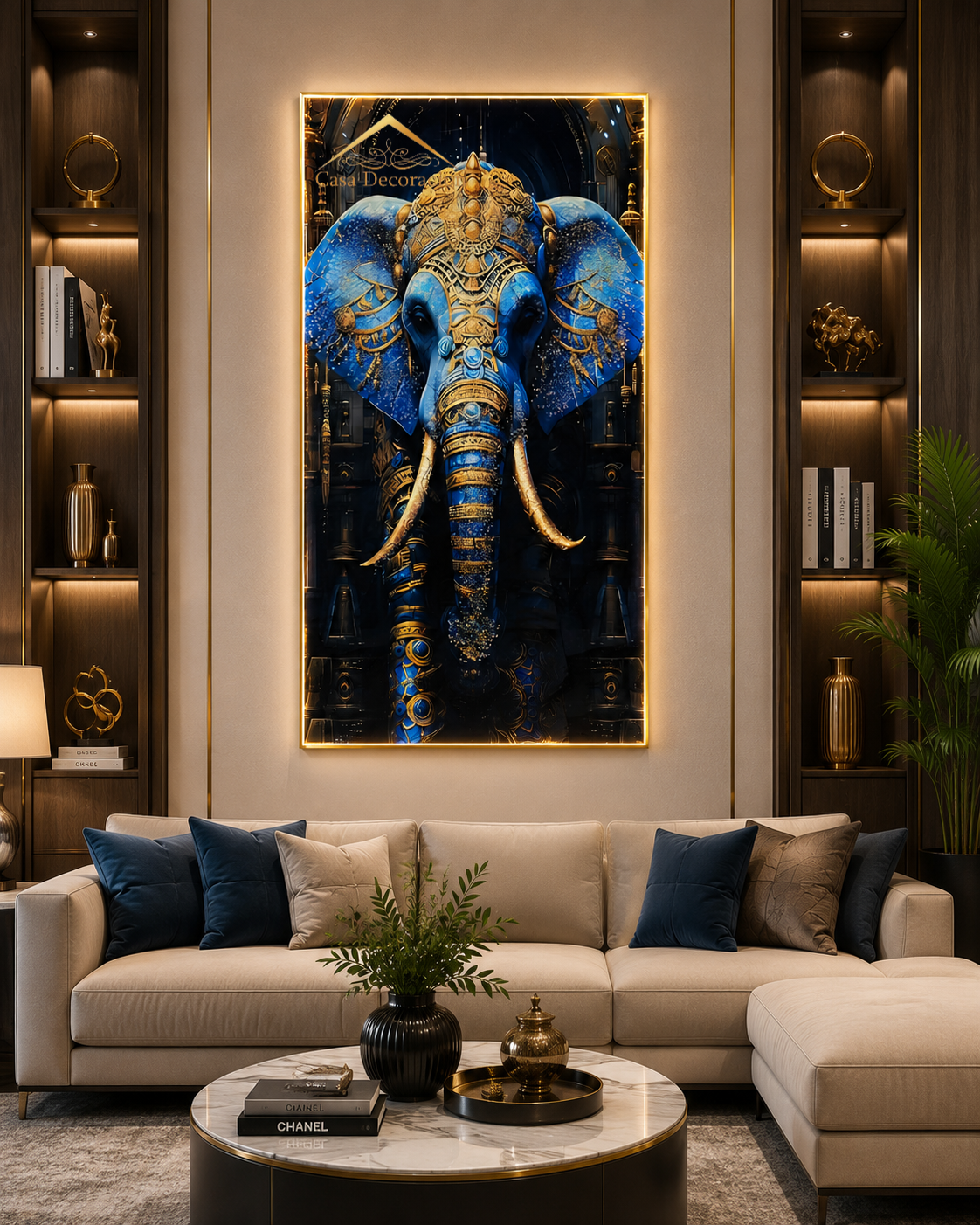 Blue Elephant Crystal Painting