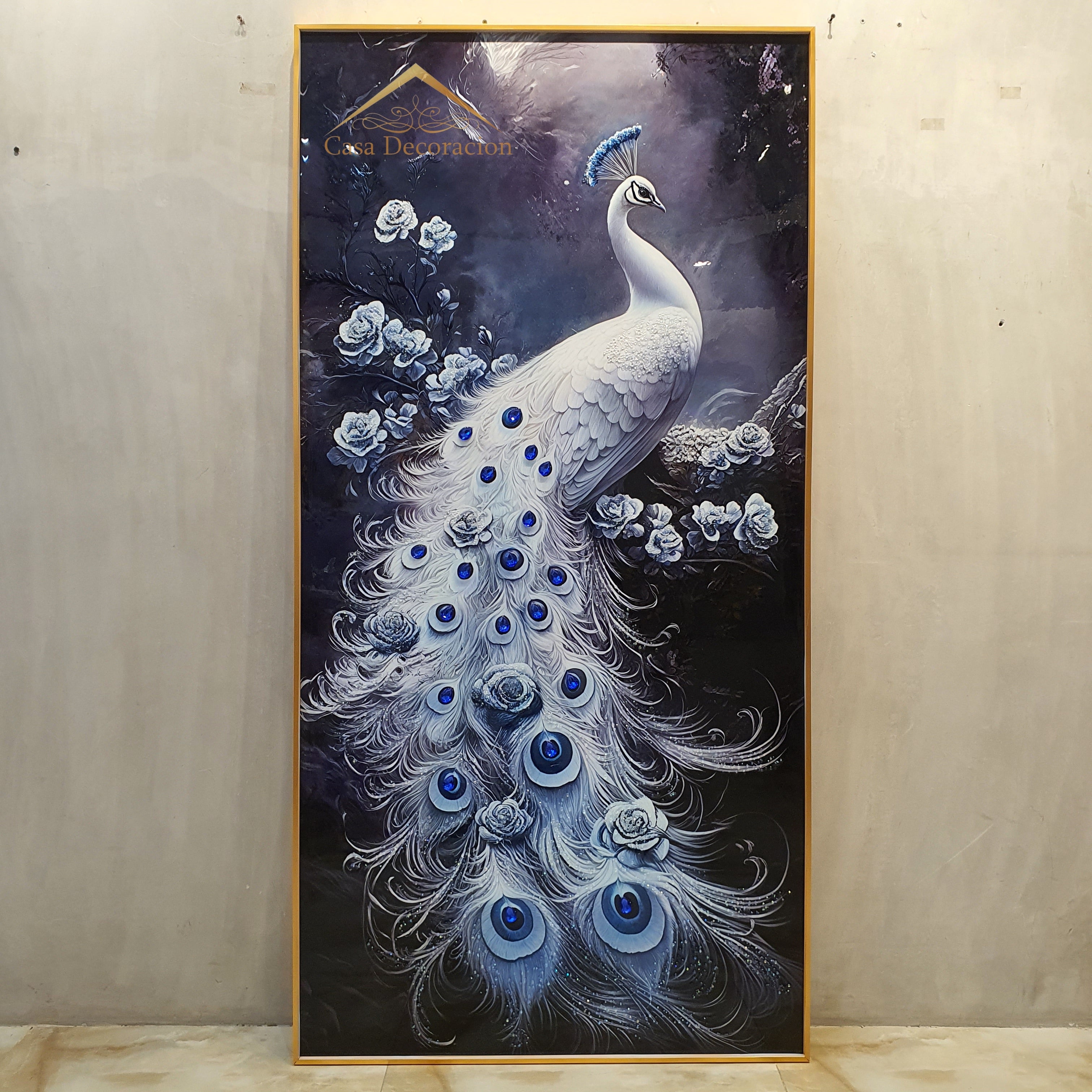Elegant Peacock Crystal Painting