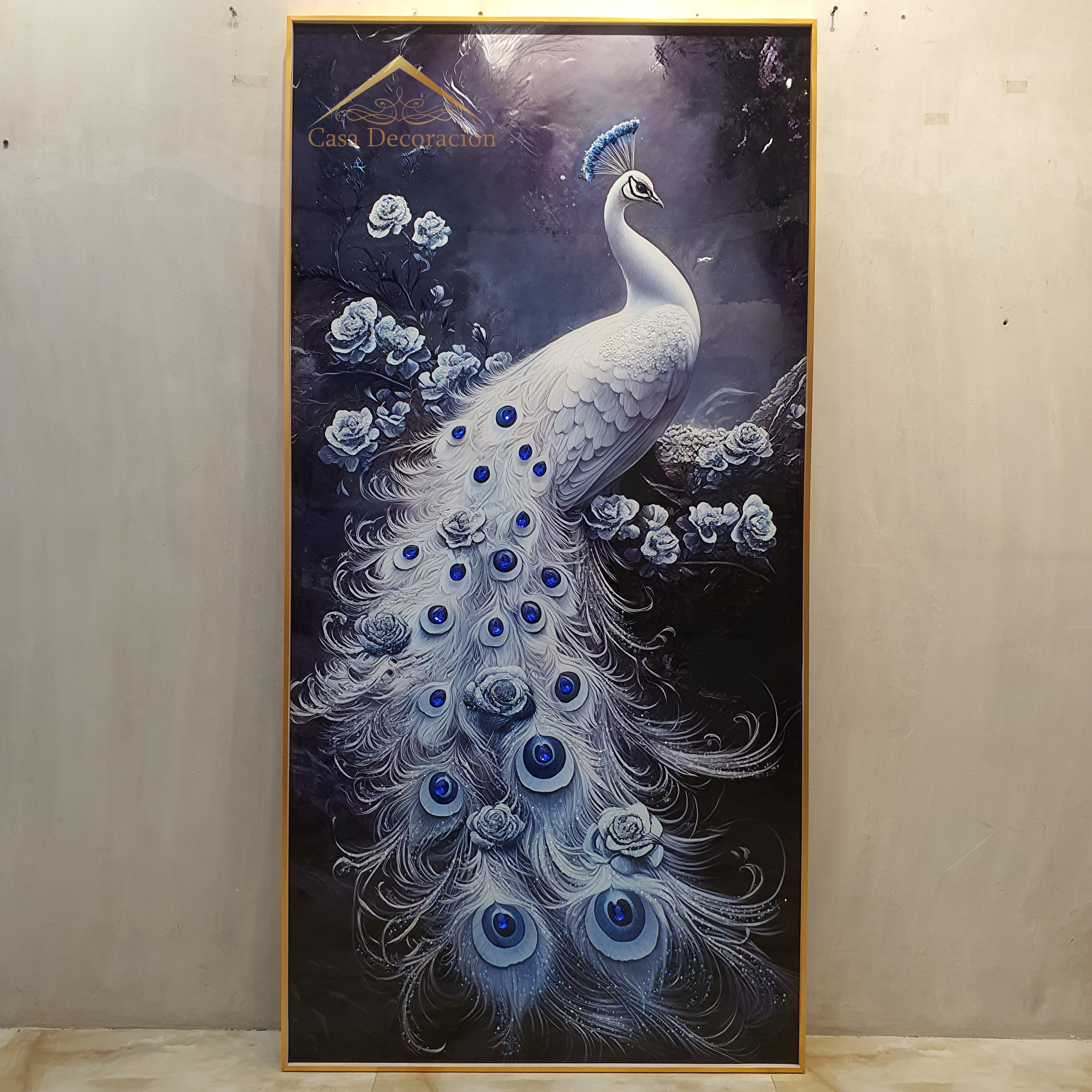 Elegant Peacock Crystal Painting