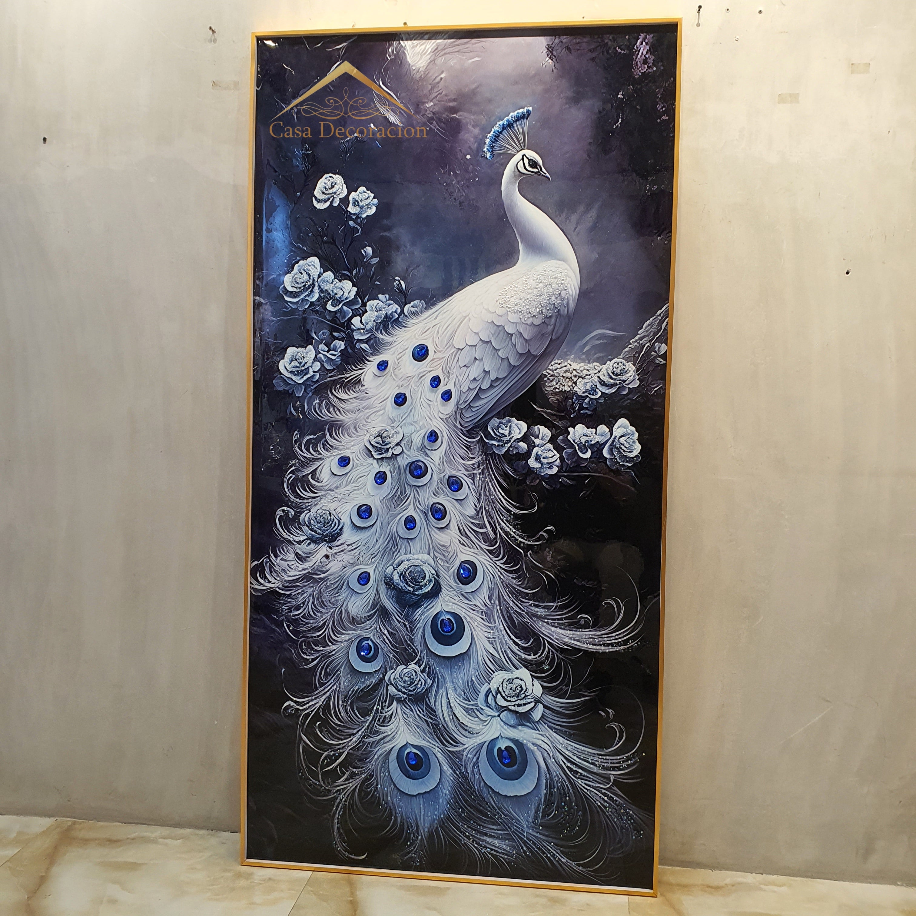 Elegant Peacock Crystal Painting