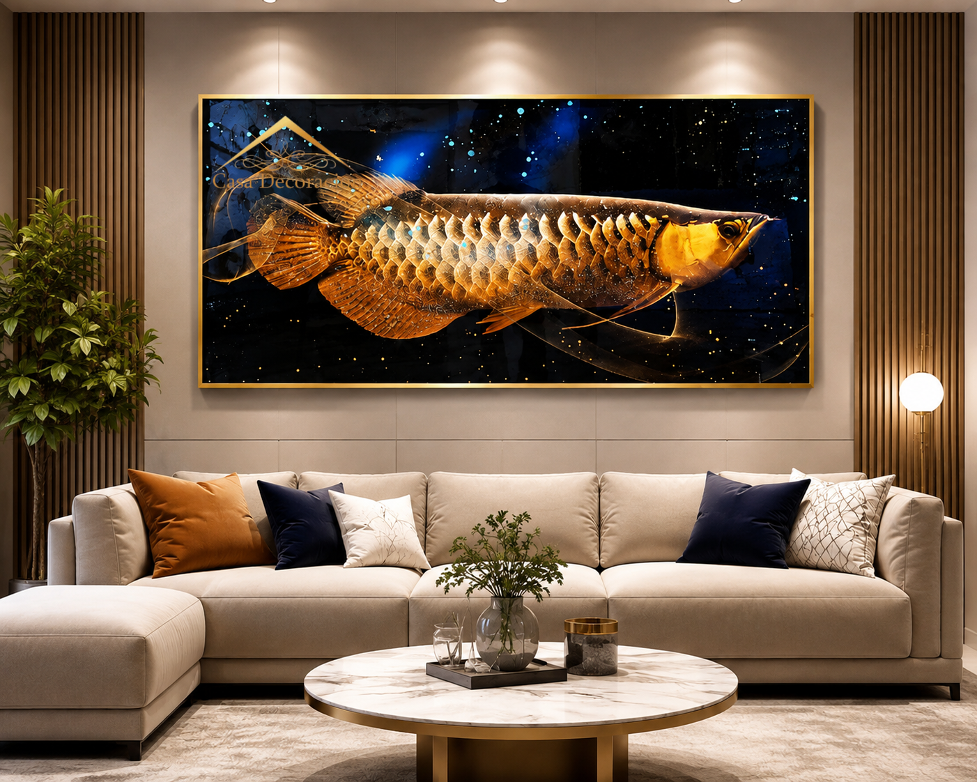 Gold Arwana Fish Crystal Porcelain Frame